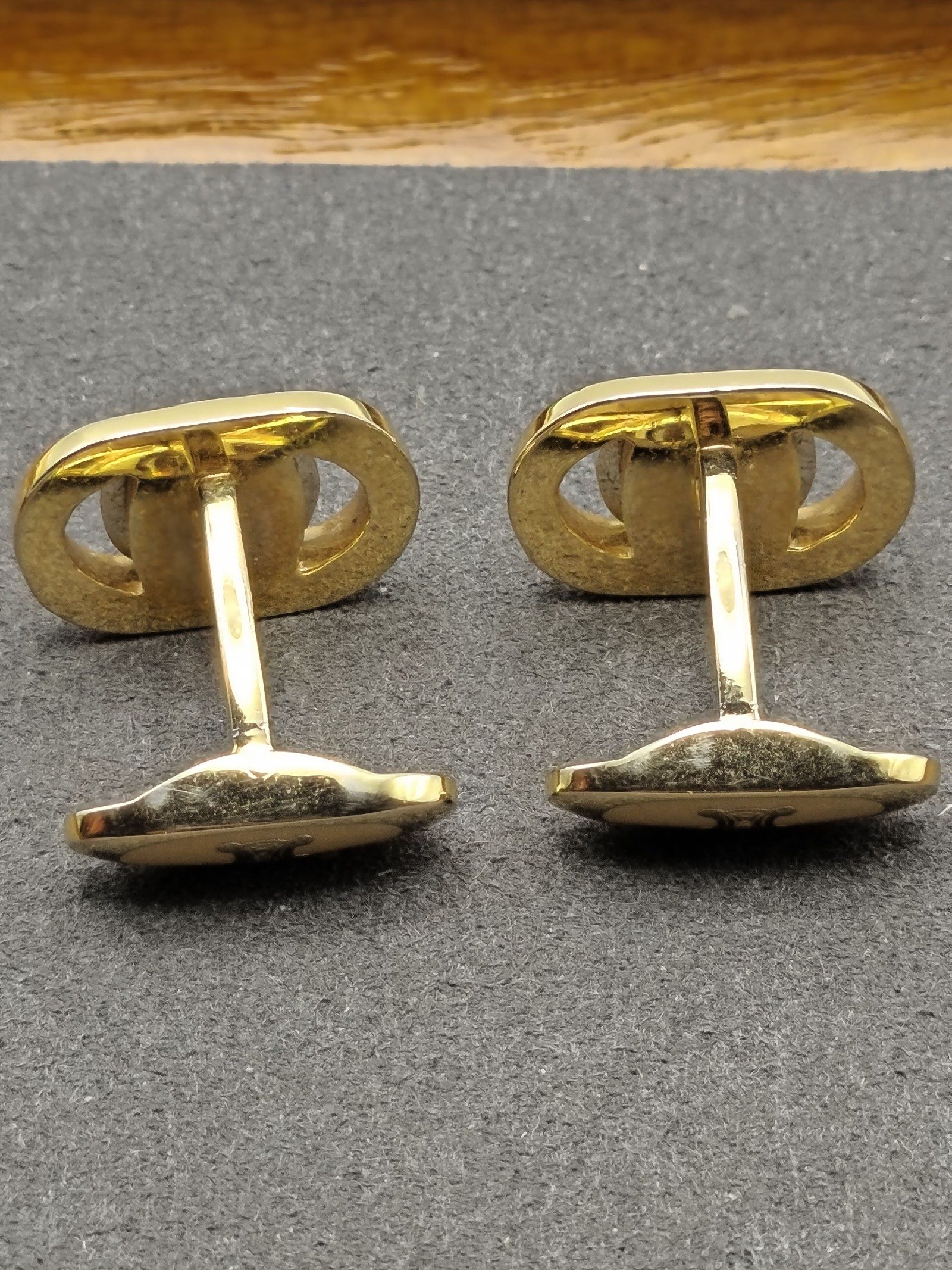 Celine Gold & Silver Tone Logo Cufflinks Unisex image 9