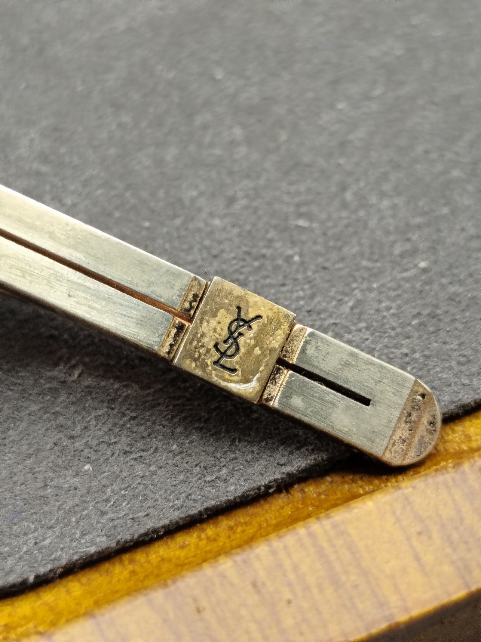 YSL Gold Tone Metal Tie Clip with Logo image 4