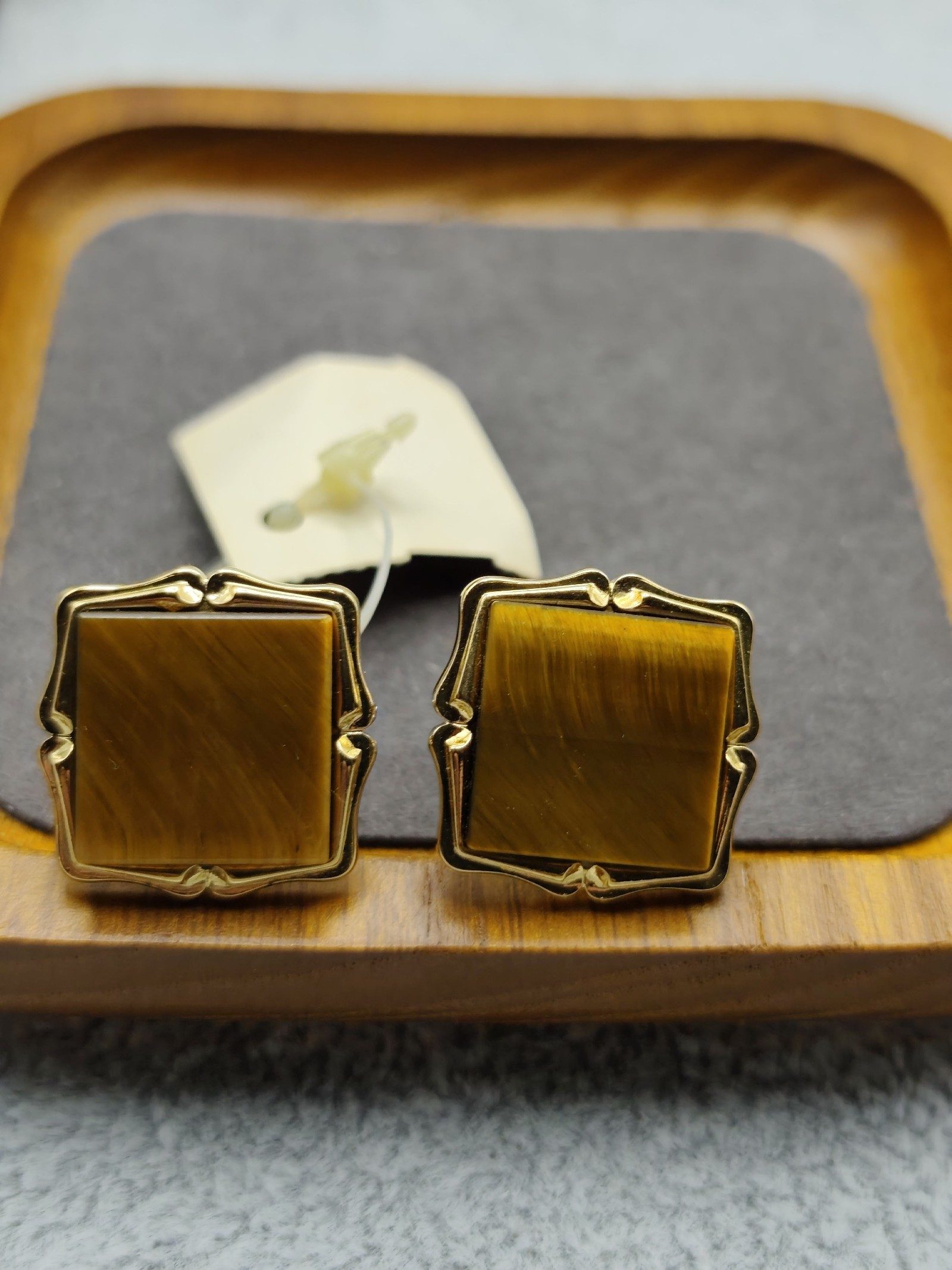 Stratton England Brown Tiger Eye Cufflinks & Tie Pin Set image 4