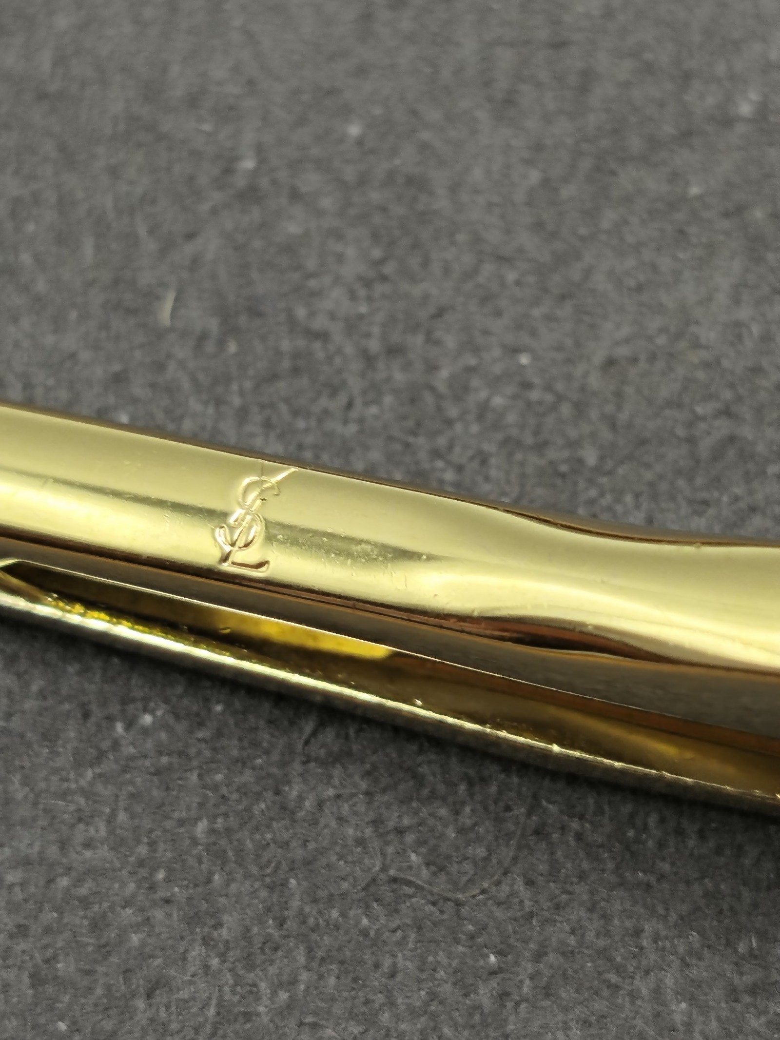 Yves Saint Laurent Gold & Black Cufflinks & Tie Clip Set image 6
