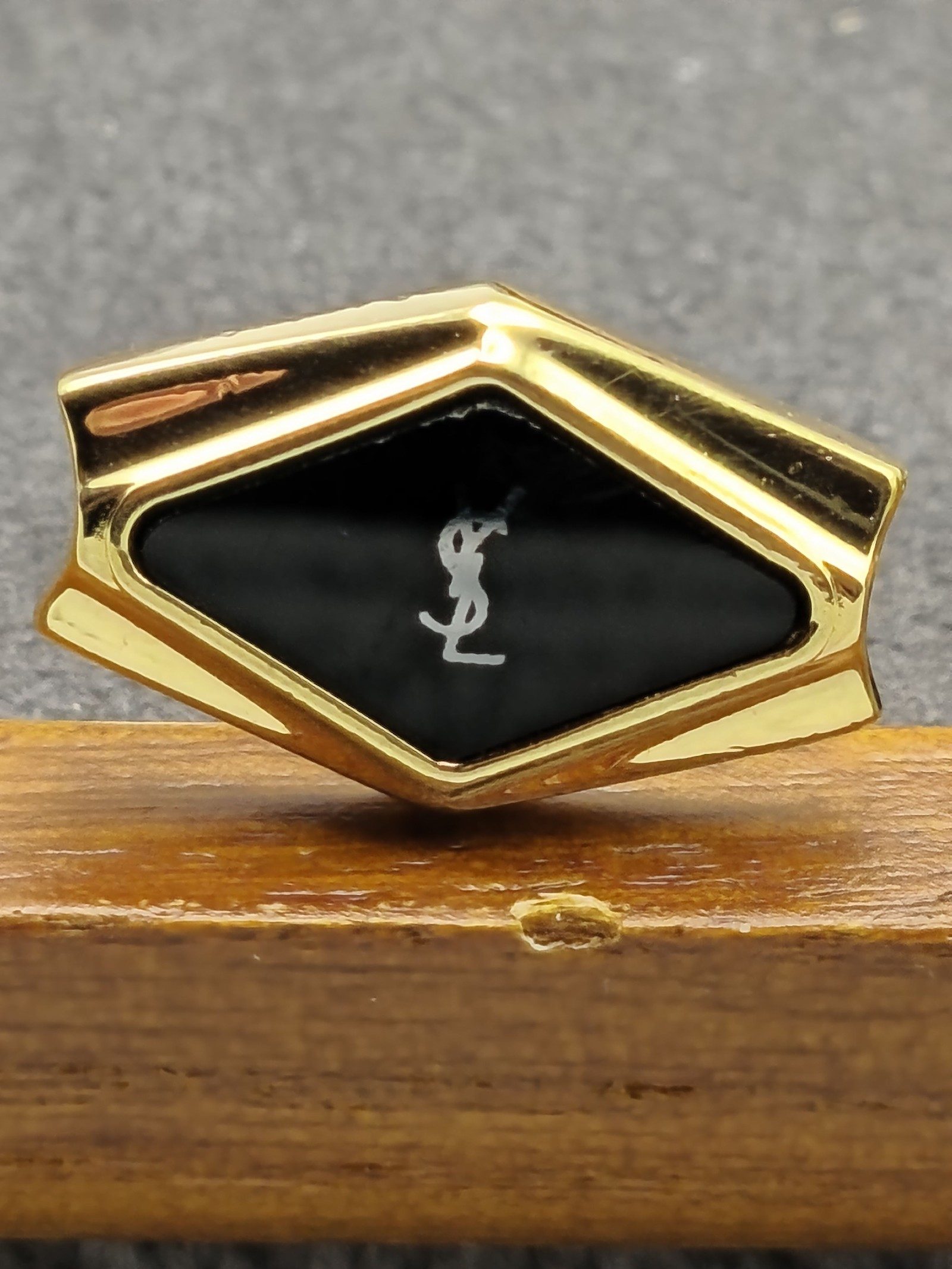 Yves Saint Laurent Gold & Black Cufflinks & Tie Clip Set image 9