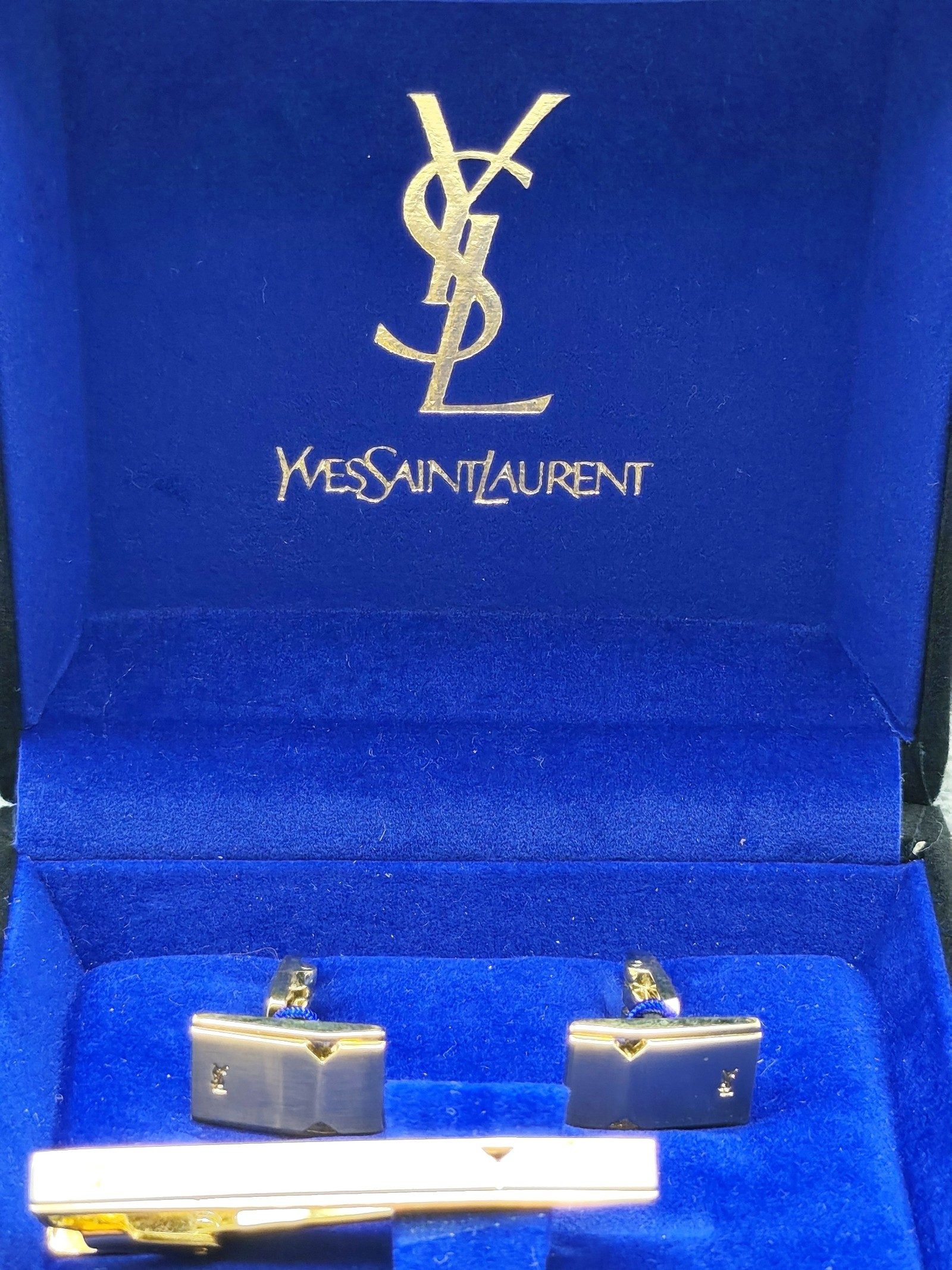 Yves Saint Laurent Gold & Silver Tie Clip & Cufflinks Set image 2
