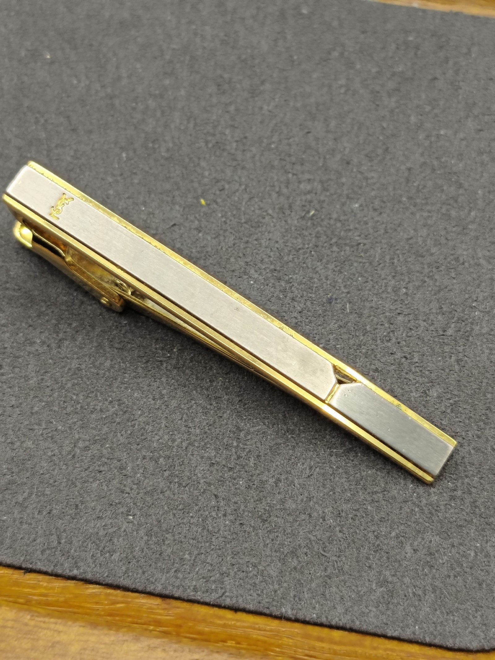 Yves Saint Laurent Gold & Silver Tie Clip & Cufflinks Set image 4