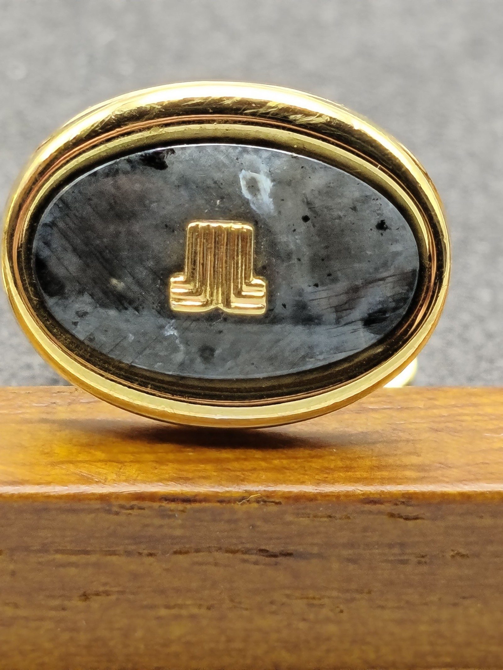 Lanvin Gold & Black Oval Cufflinks with Box image 4