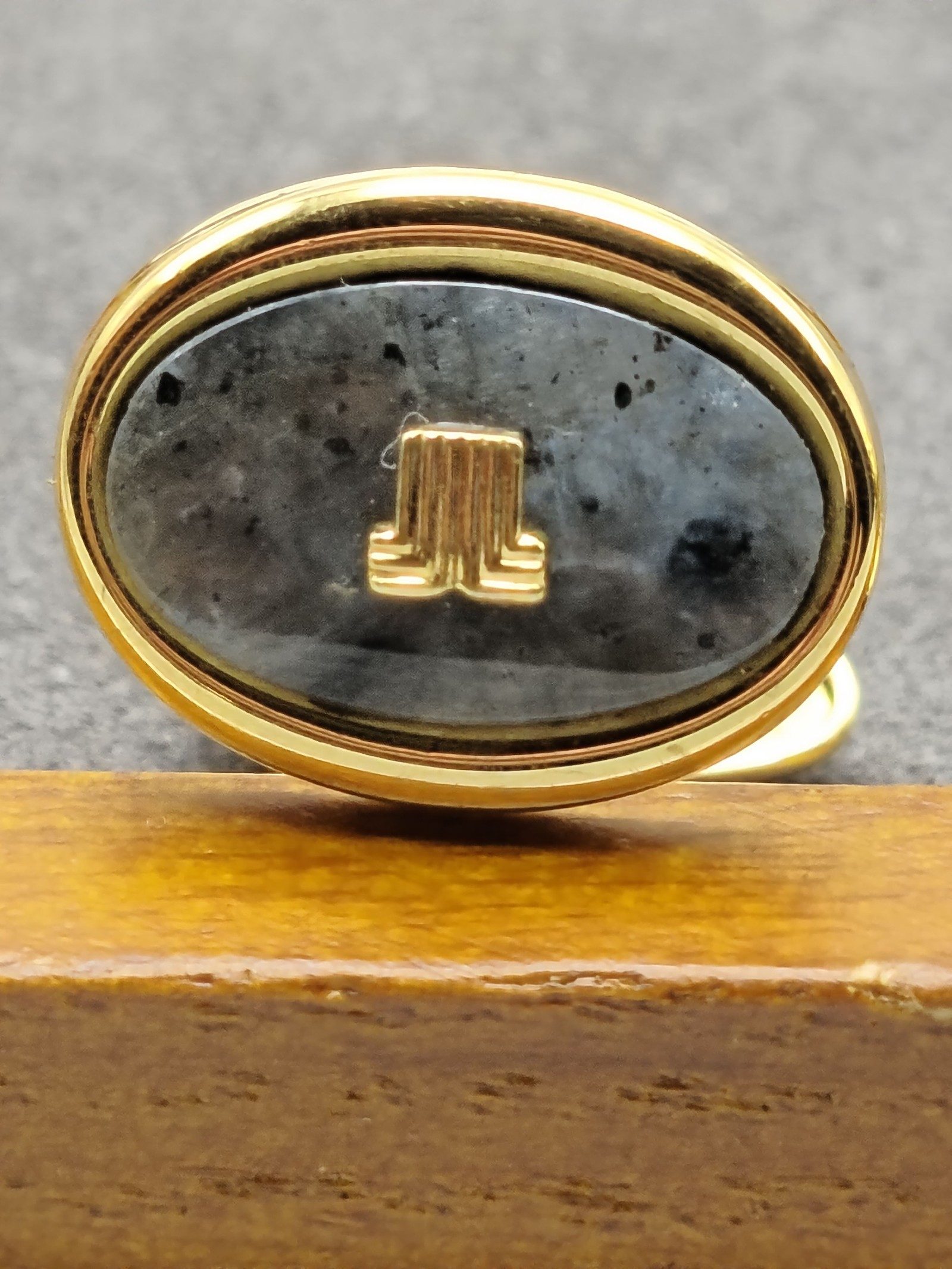 Lanvin Gold & Black Oval Cufflinks with Box image 5