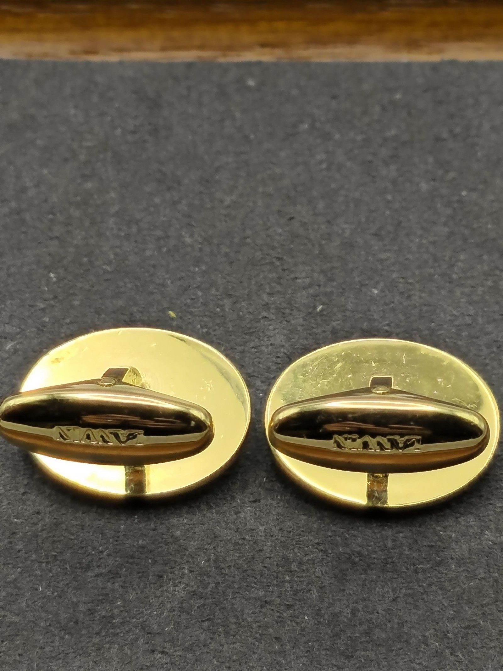 Lanvin Gold & Black Oval Cufflinks with Box image 7