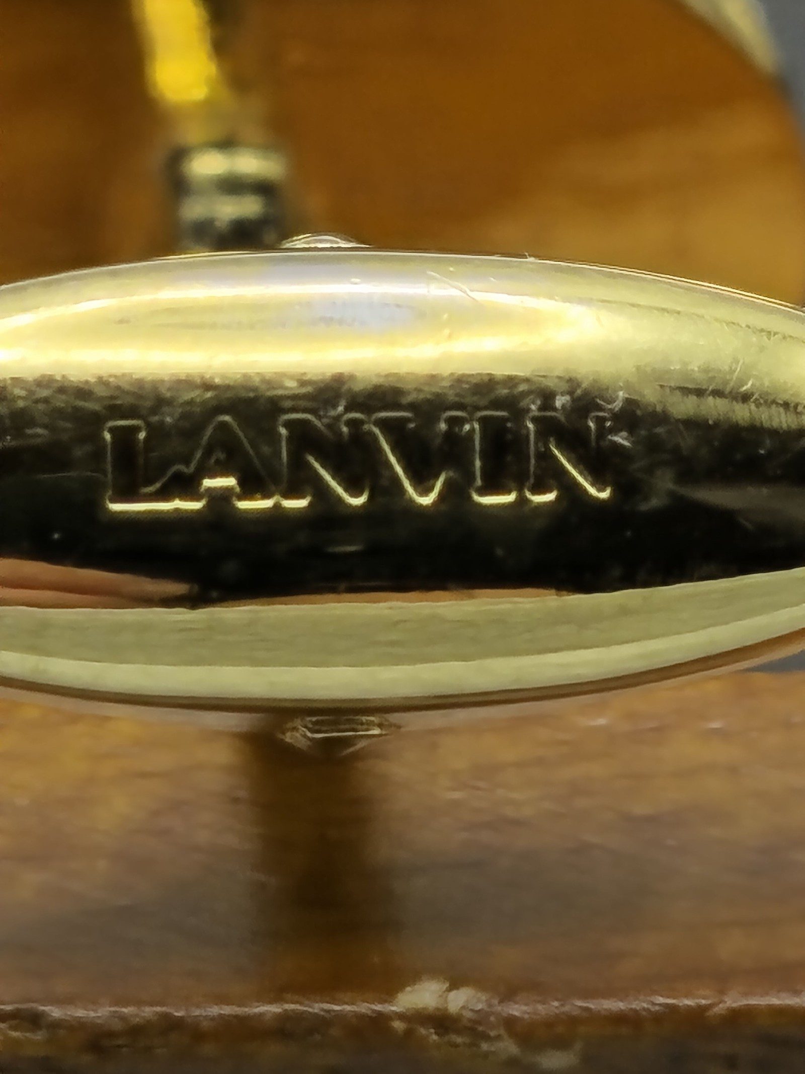 Lanvin Gold & Black Oval Cufflinks with Box image 8