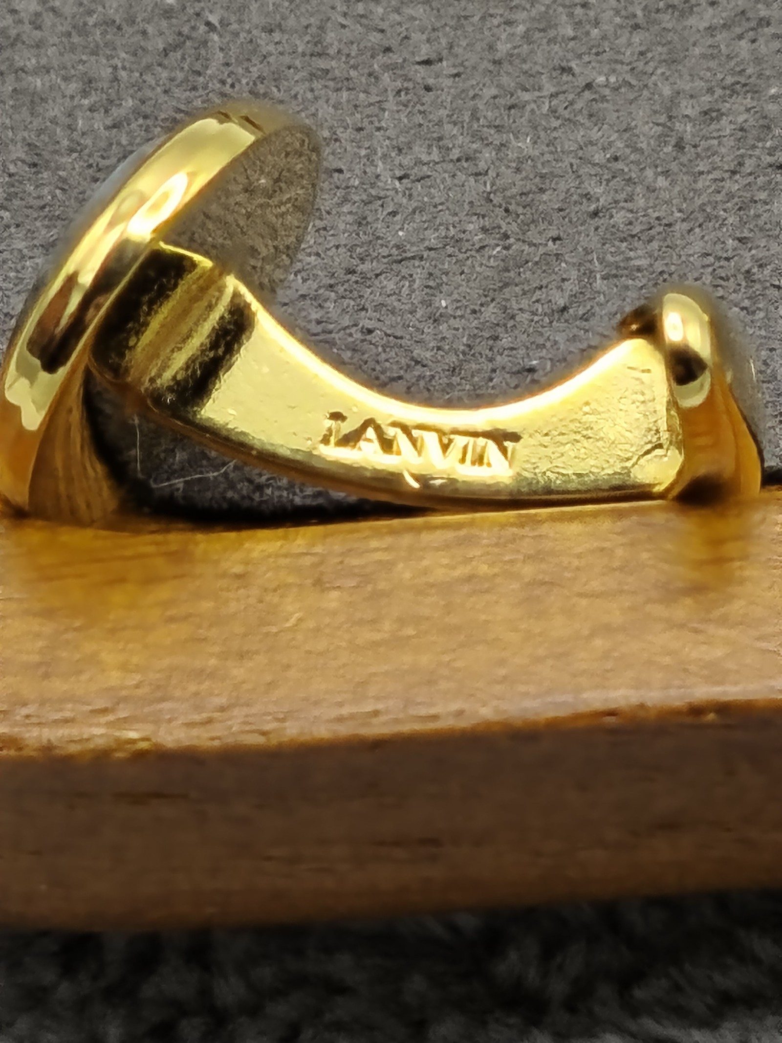 Lanvin Gold & Black Oval Cufflinks with Box image 9
