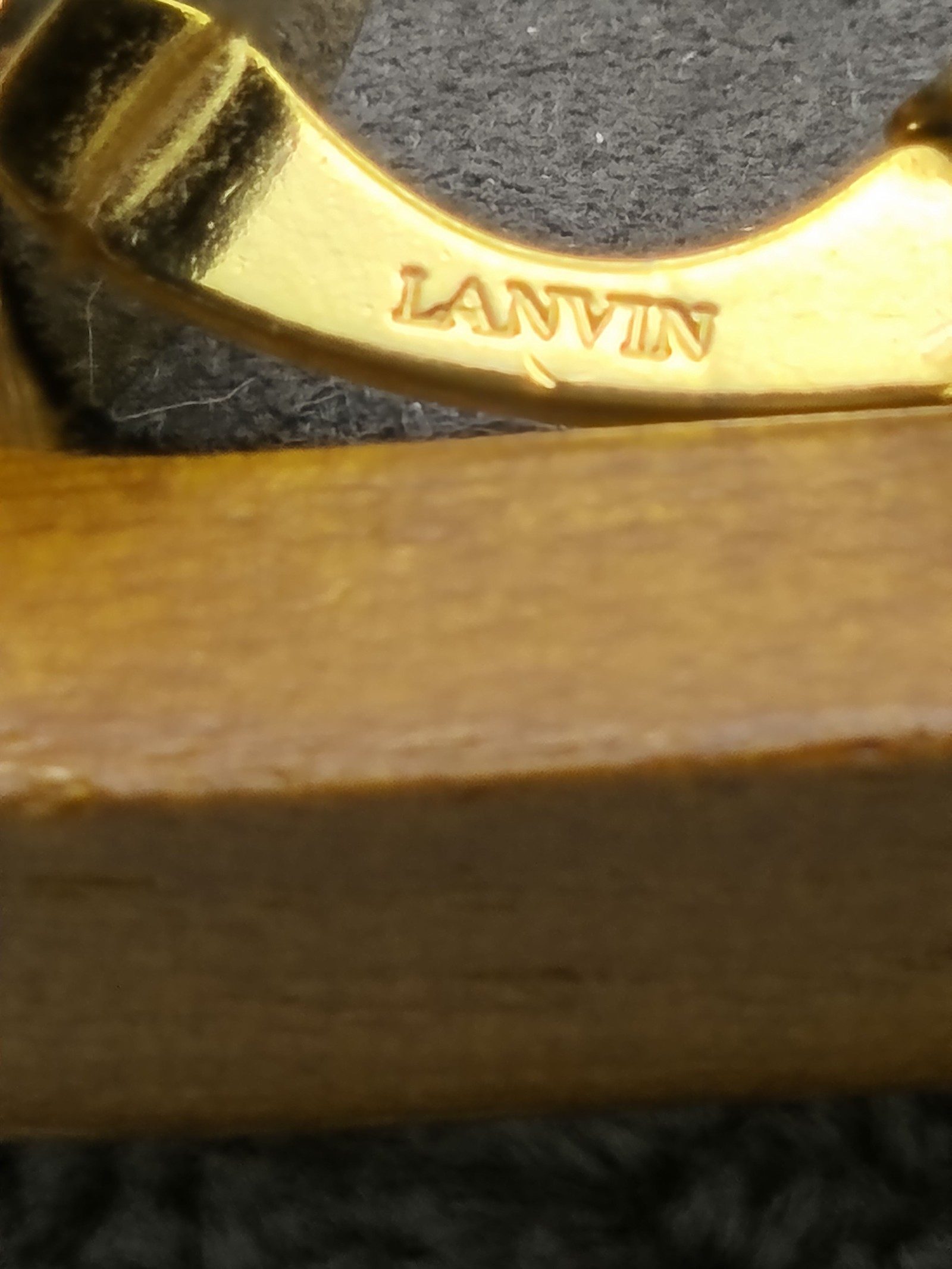 Lanvin Gold & Black Oval Cufflinks with Box image 10