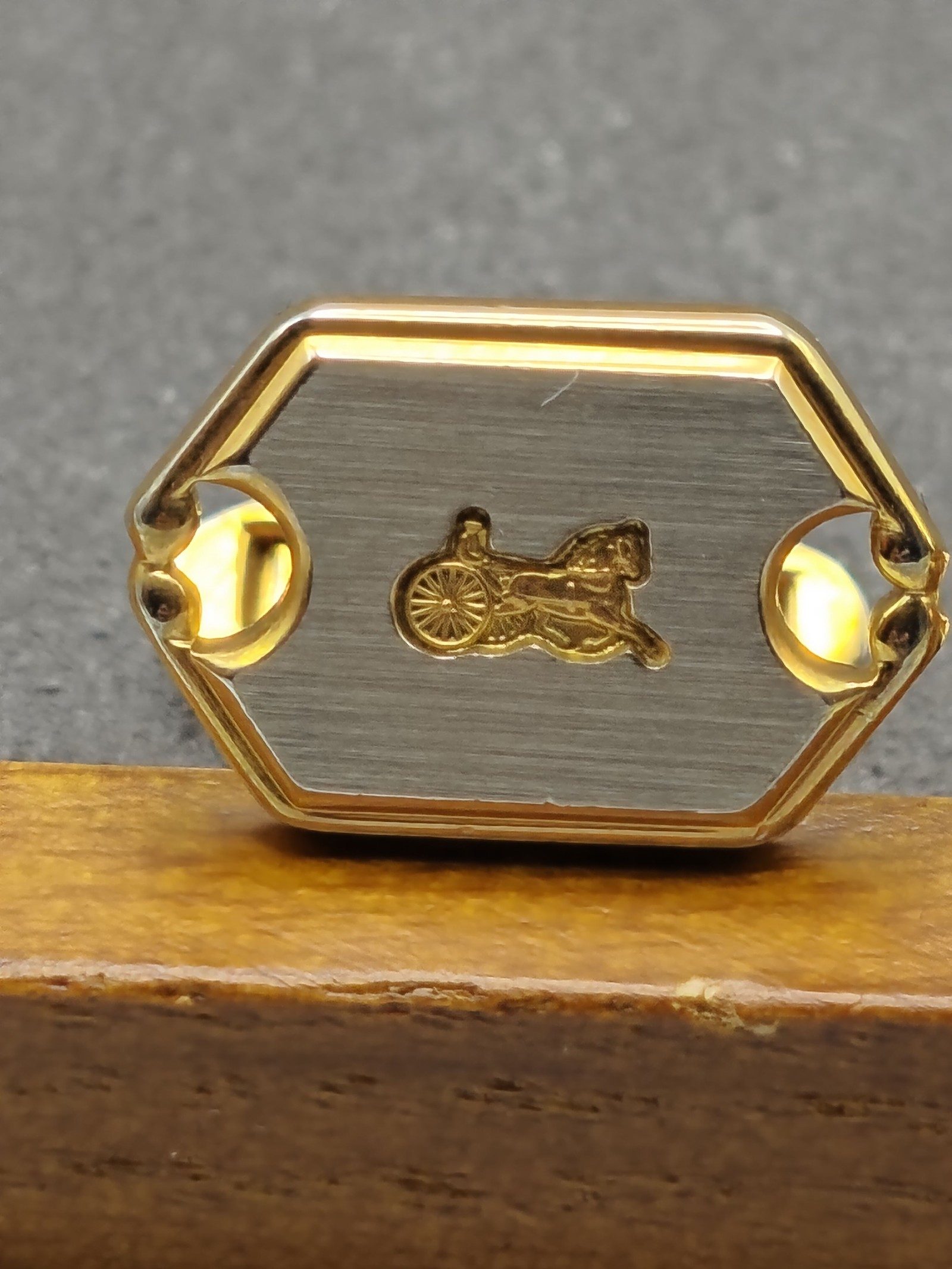Celine Gold & Silver Tone Horse Carriage Cufflinks image 5