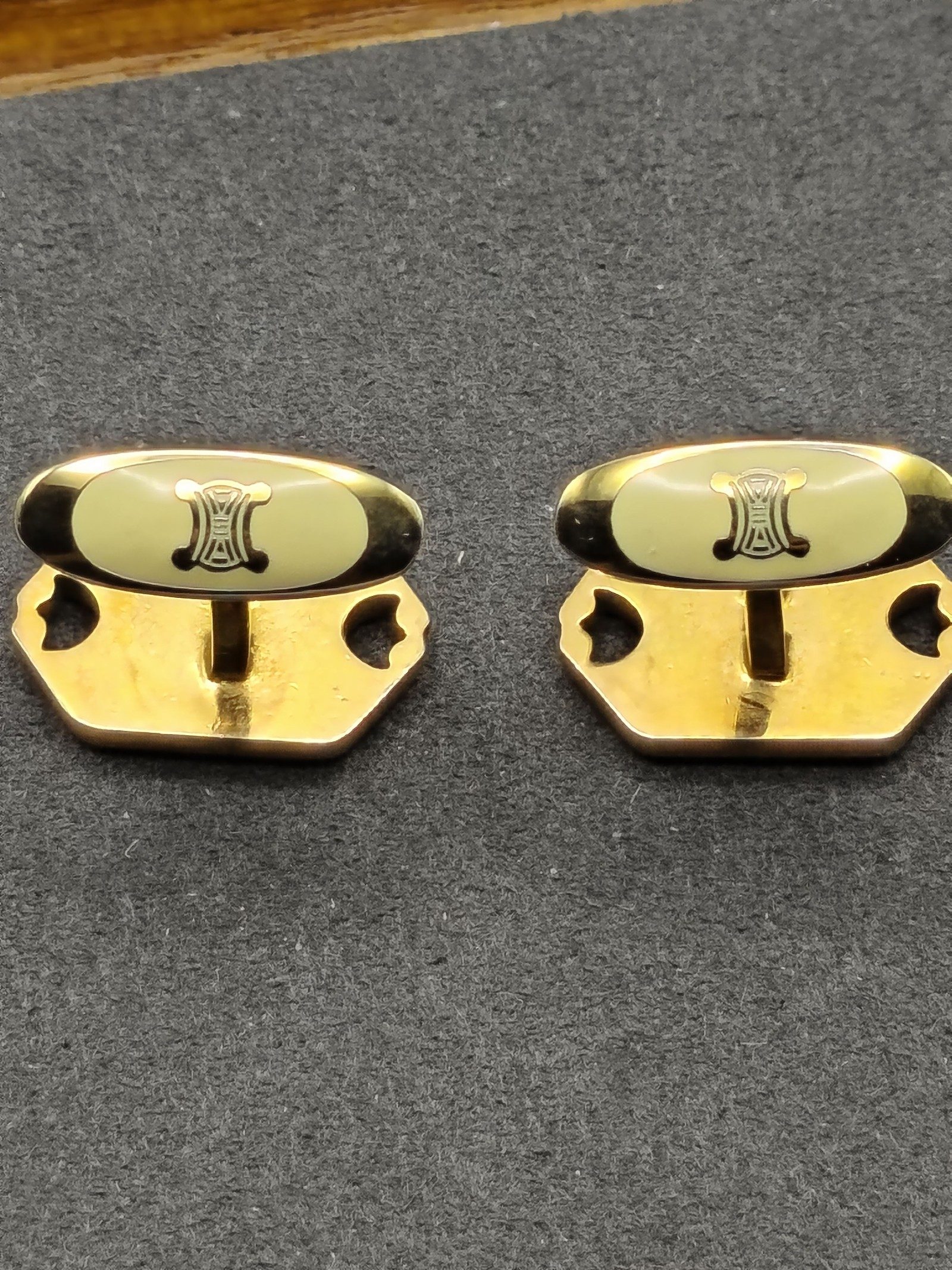 Celine Gold & Silver Tone Horse Carriage Cufflinks image 7