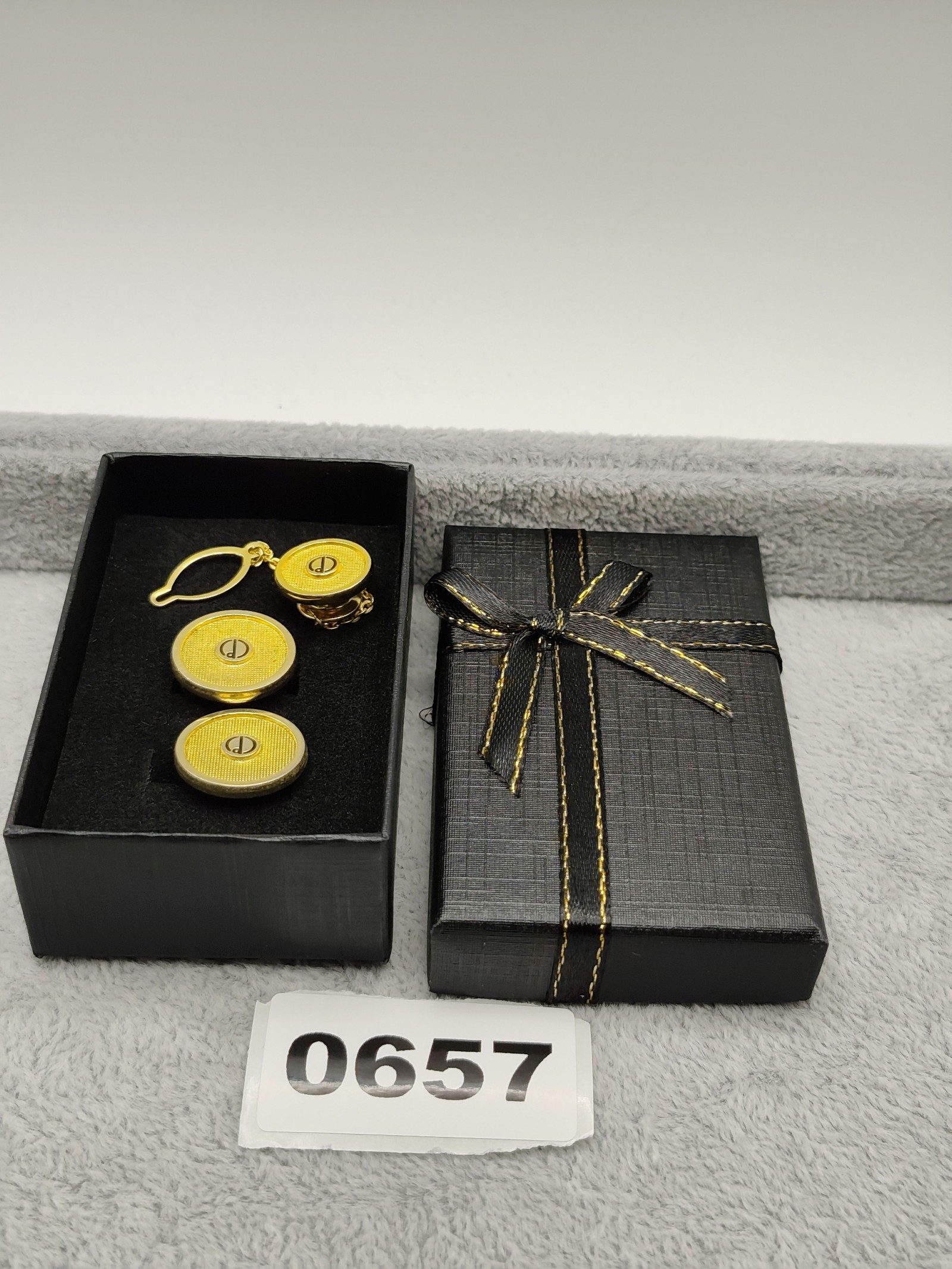 Dunhill Gold Tone Round Logo Cufflinks