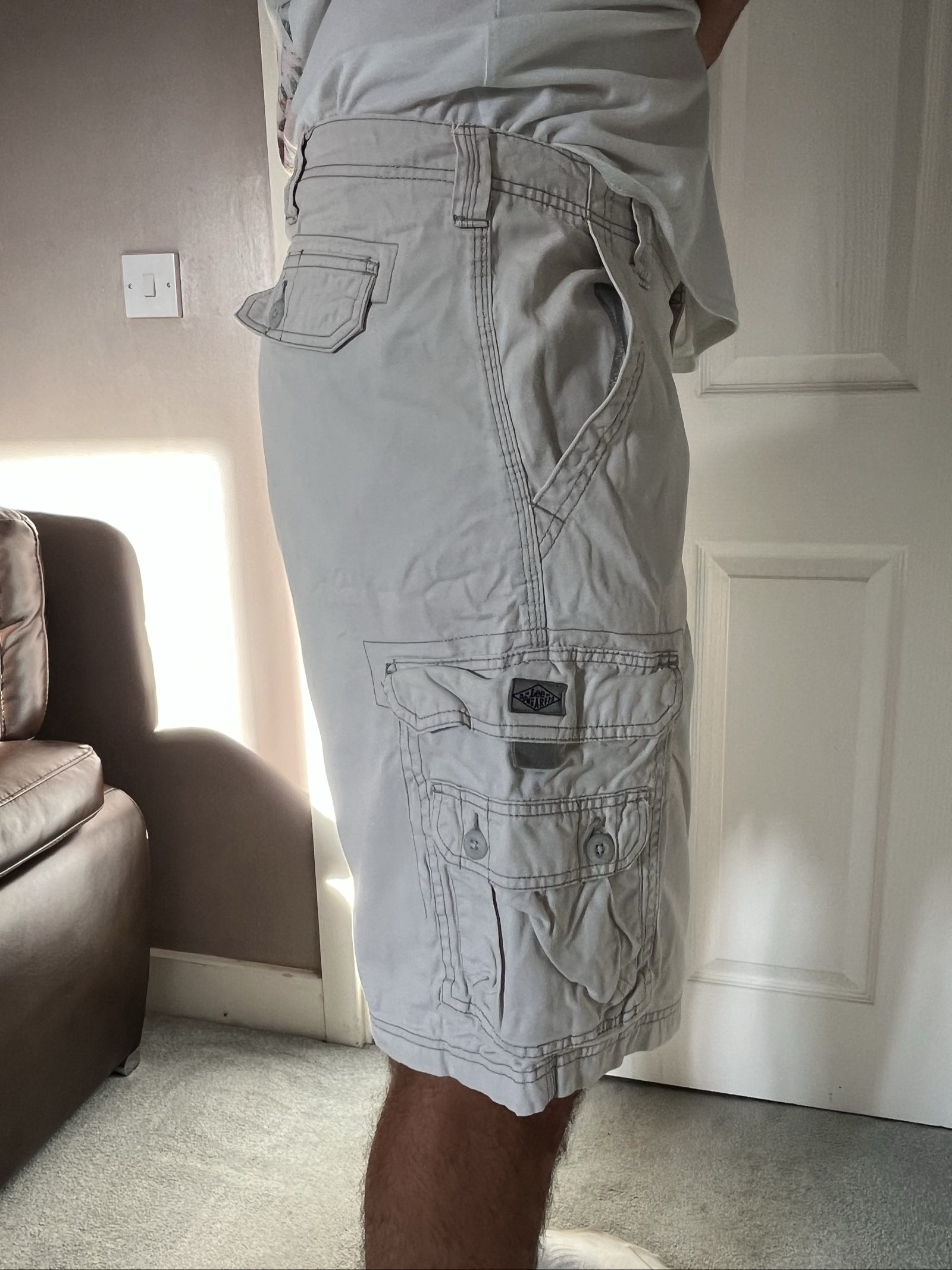 Lee Men's Beige Cargo Shorts large Multi Pocket image 3
