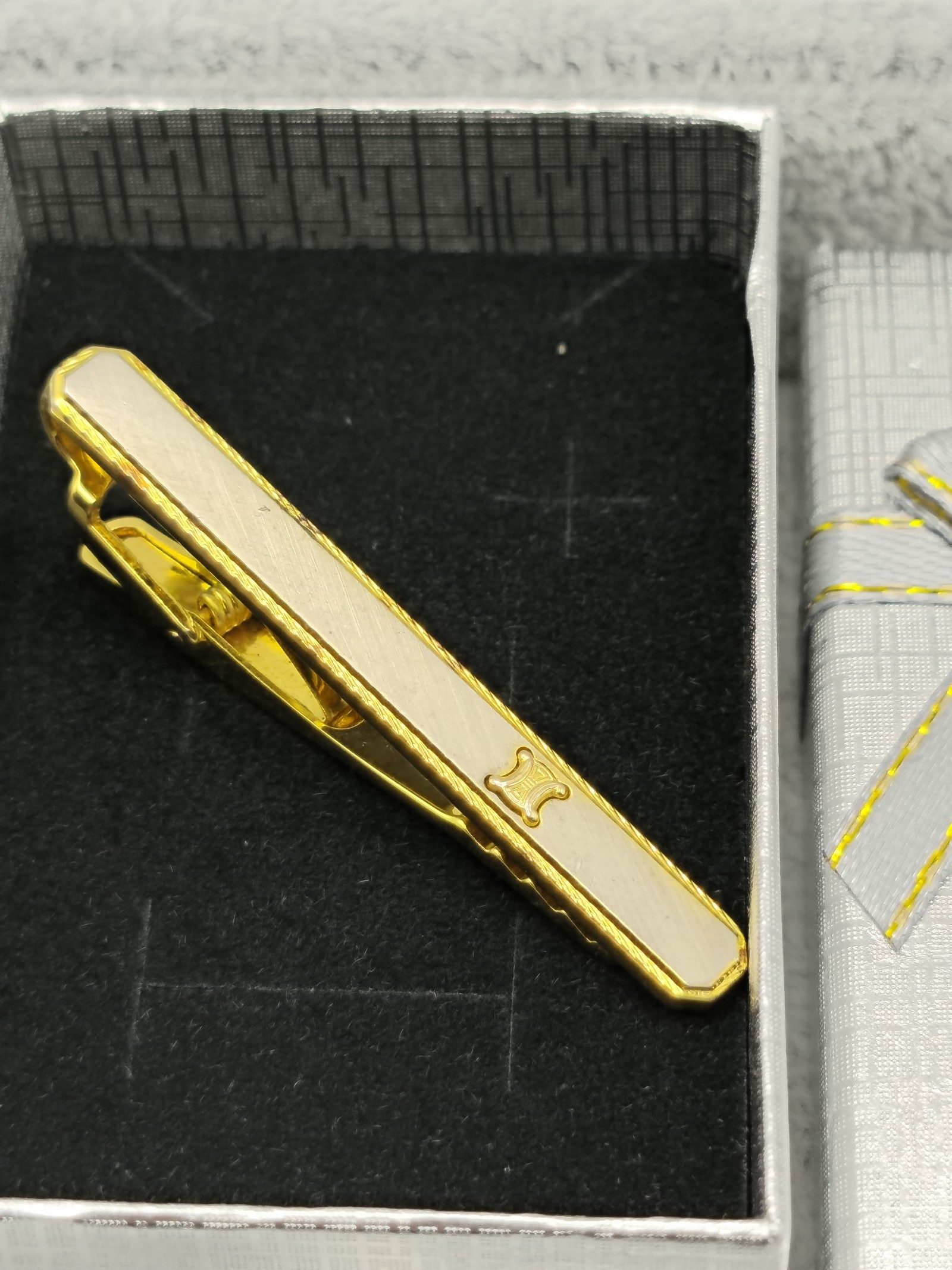 Celine Gold & White Silver 925 Tie Clip image 2