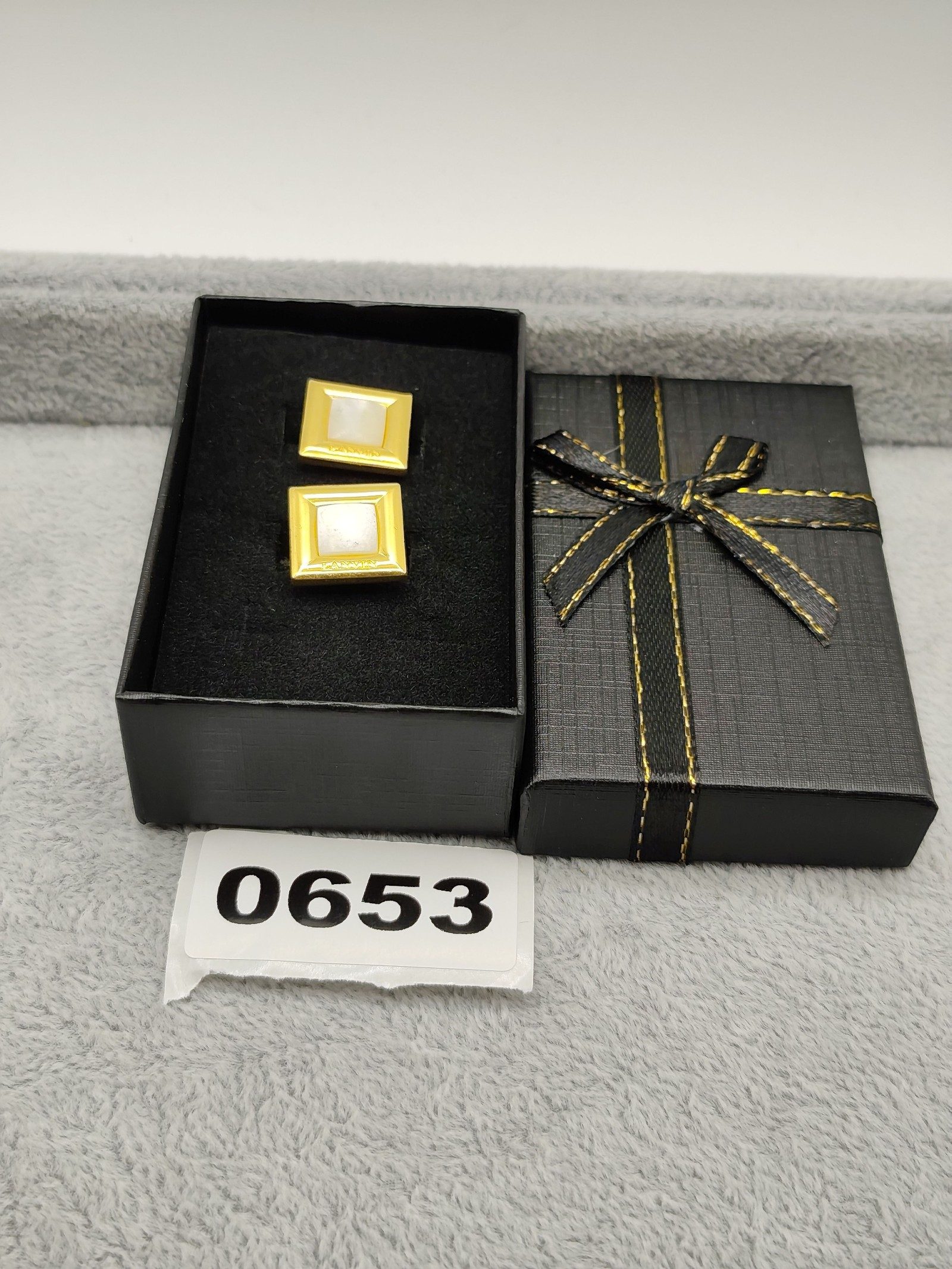 Lanvin Gold & White Square Statement cufflinks