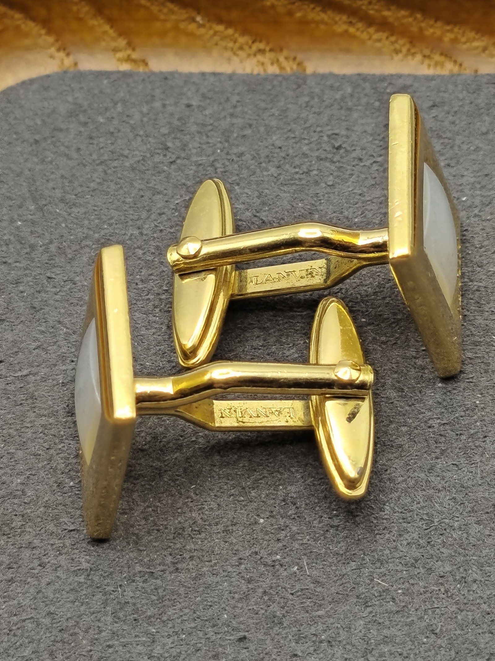 Lanvin Gold & White Square Statement cufflinks image 6