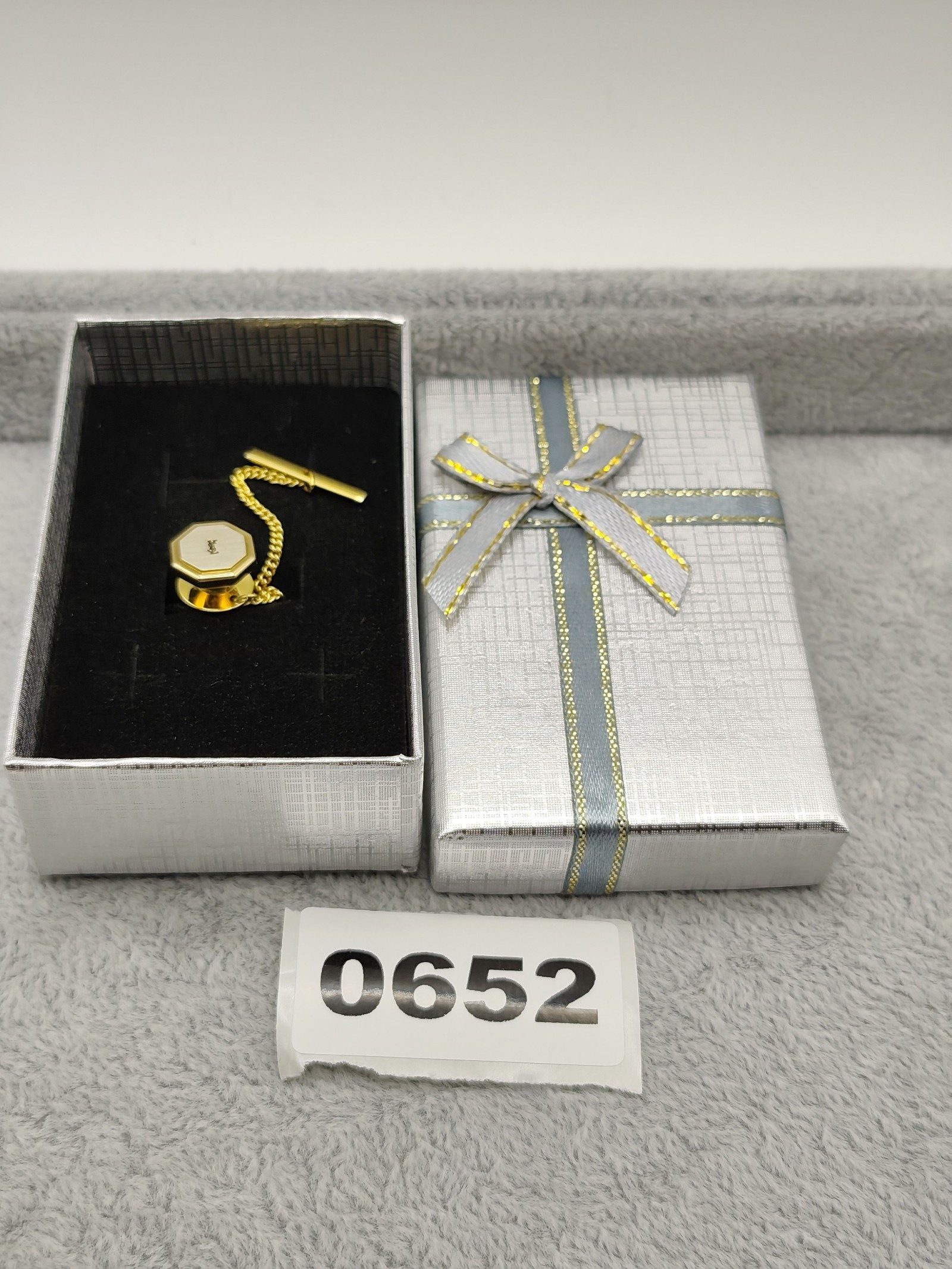Yves Saint Laurent Gold Octagon Tie Tack