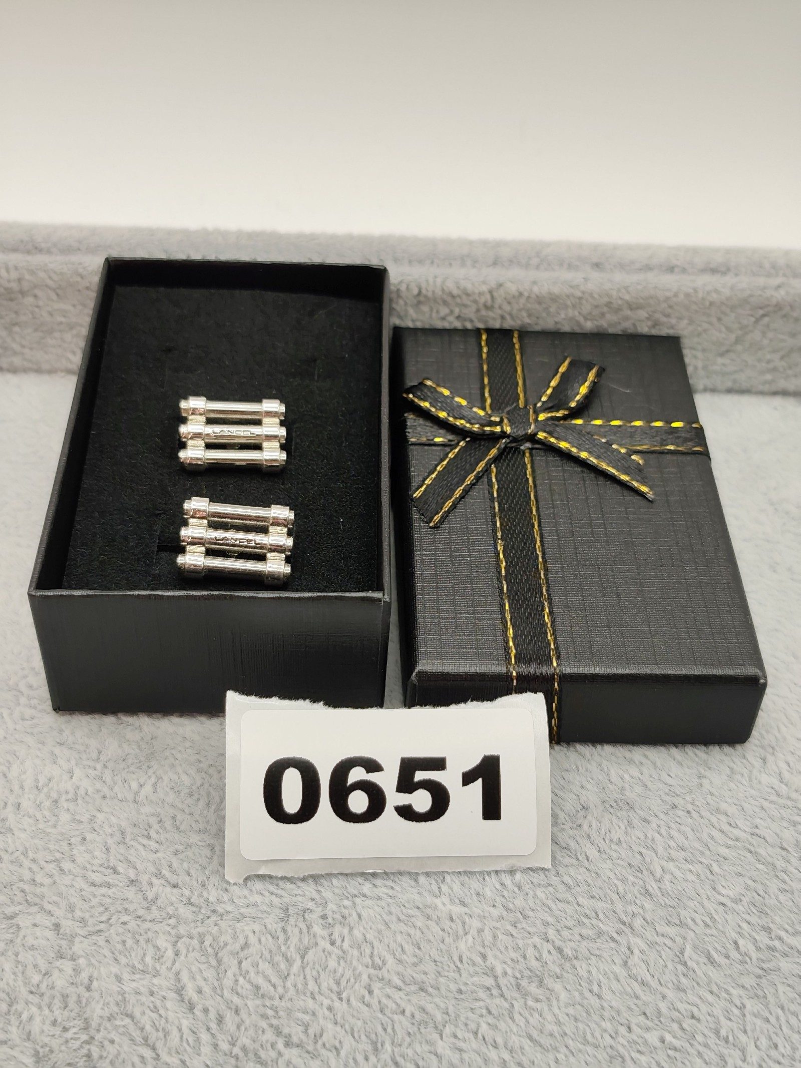 Lancel Silver Tone Men's Cufflinks in Gift Box