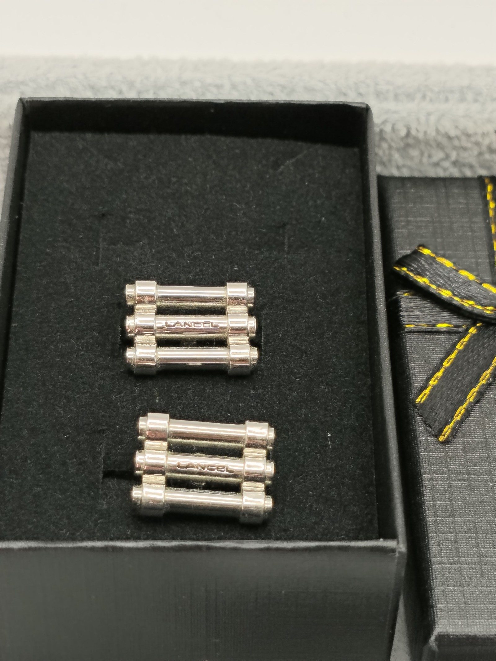 Lancel Silver Tone Men's Cufflinks in Gift Box image 2