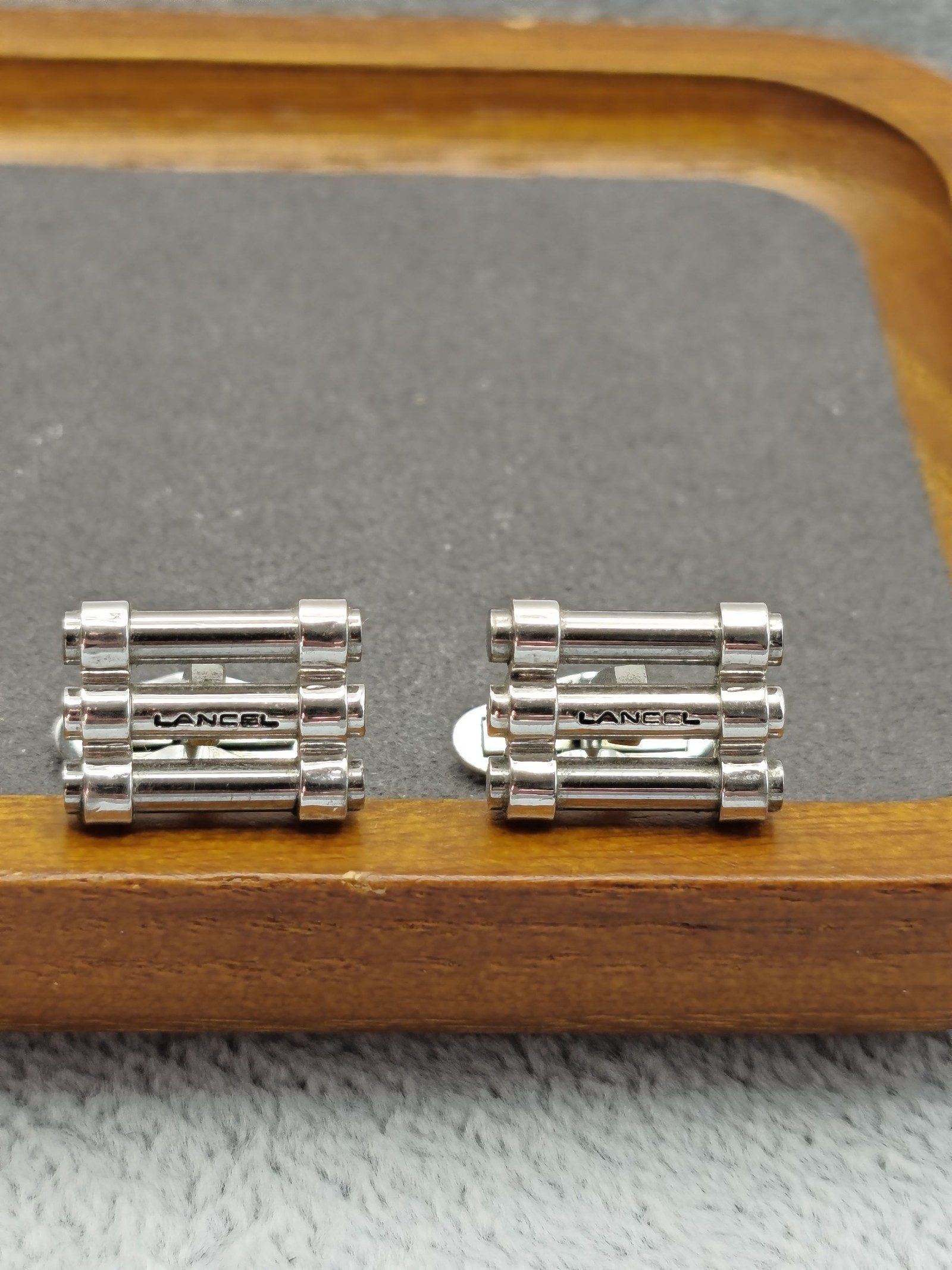Lancel Silver Tone Men's Cufflinks in Gift Box image 3