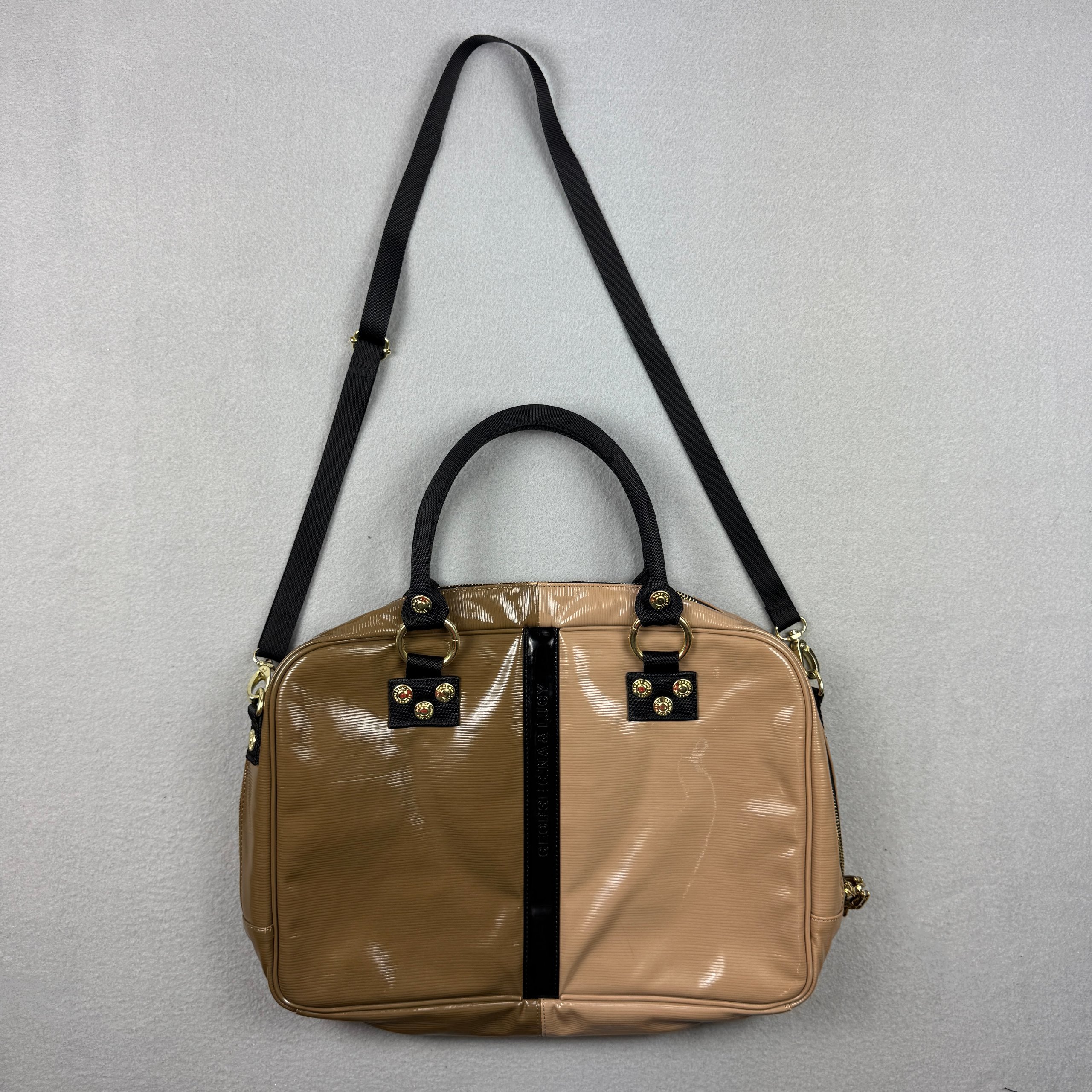 George Gina & Lucy Hooleymooley Y2K GGL Brown & Beige Shoulder Bag Big Size Travel image 2