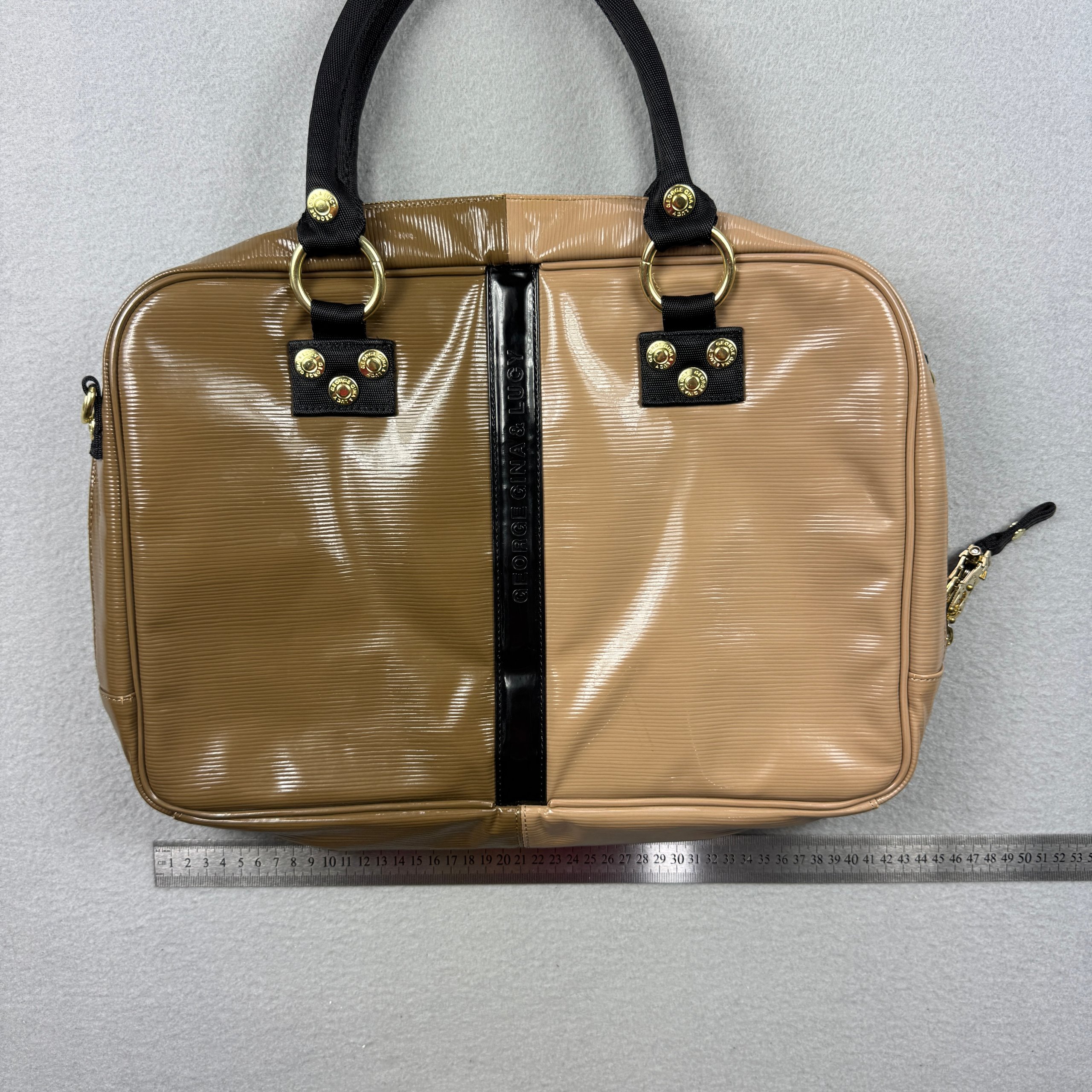 George Gina & Lucy Hooleymooley Y2K GGL Brown & Beige Shoulder Bag Big Size Travel image 3