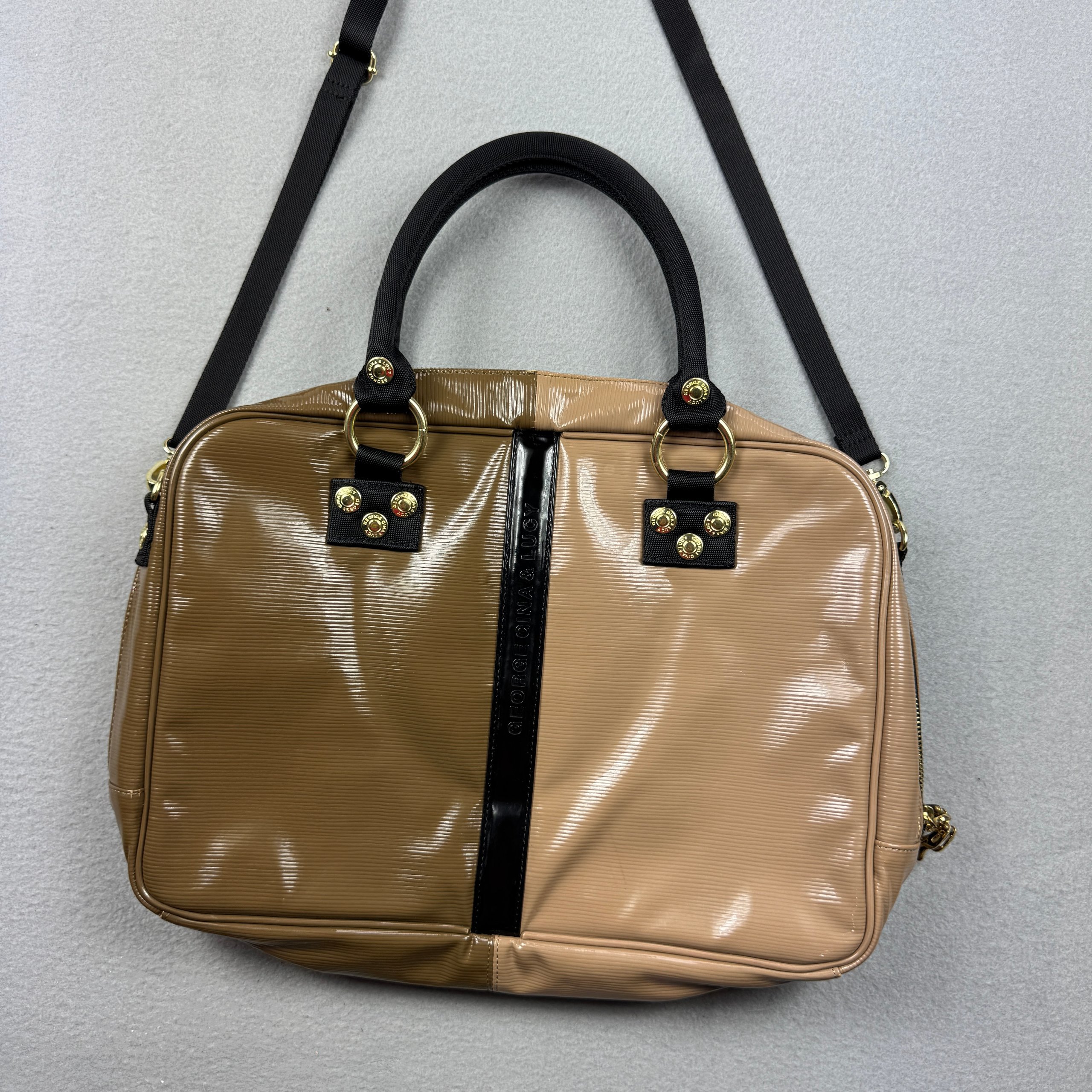 George Gina & Lucy Hooleymooley Y2K GGL Brown & Beige Shoulder Bag Big Size Travel image 7