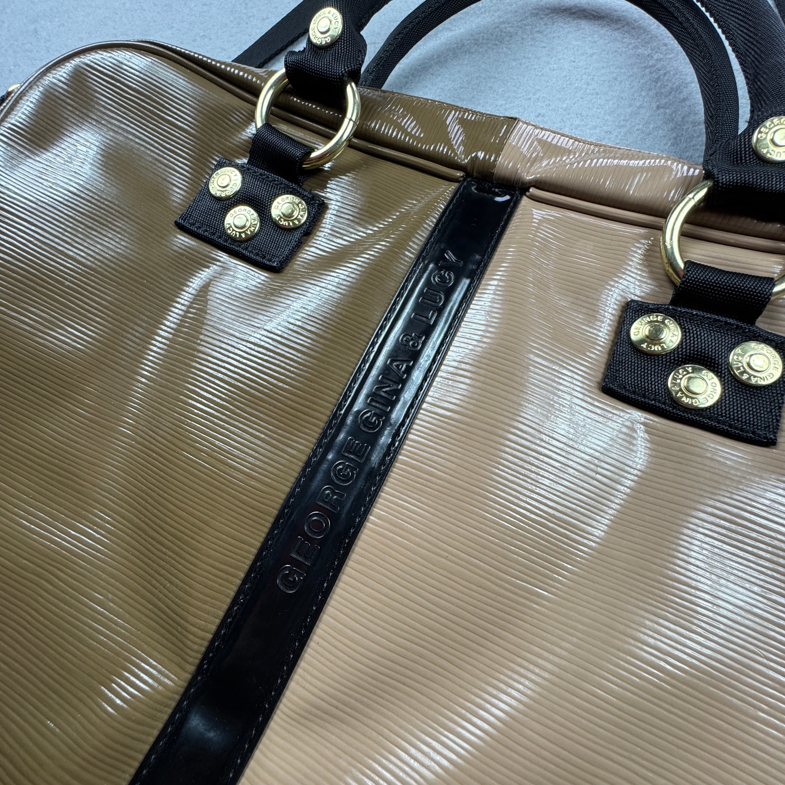George Gina & Lucy Hooleymooley Y2K GGL Brown & Beige Shoulder Bag Big Size Travel image 8
