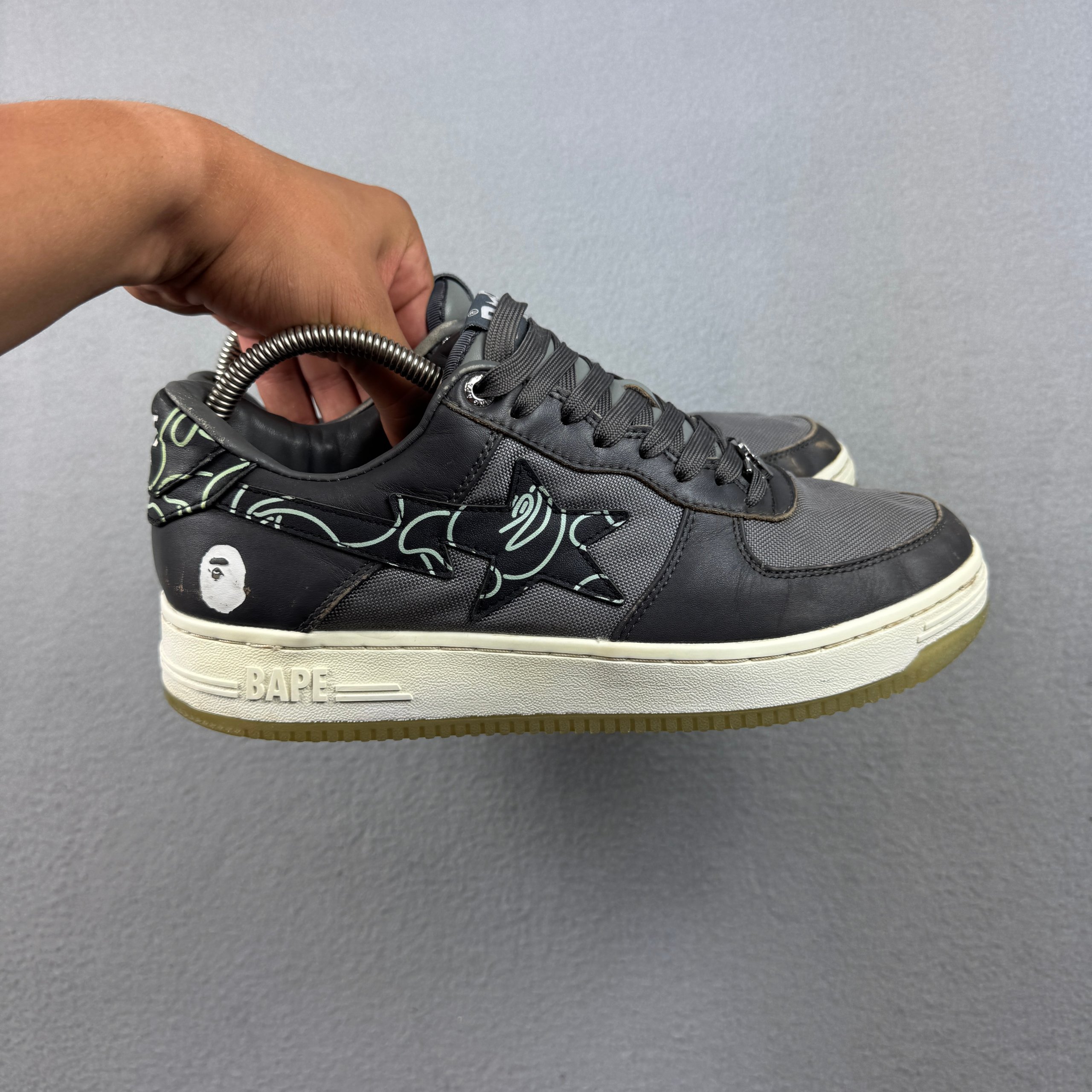 BAPE STA #1 Black & Grey Leather Sneakers Size 42 / 26.5cm image 2