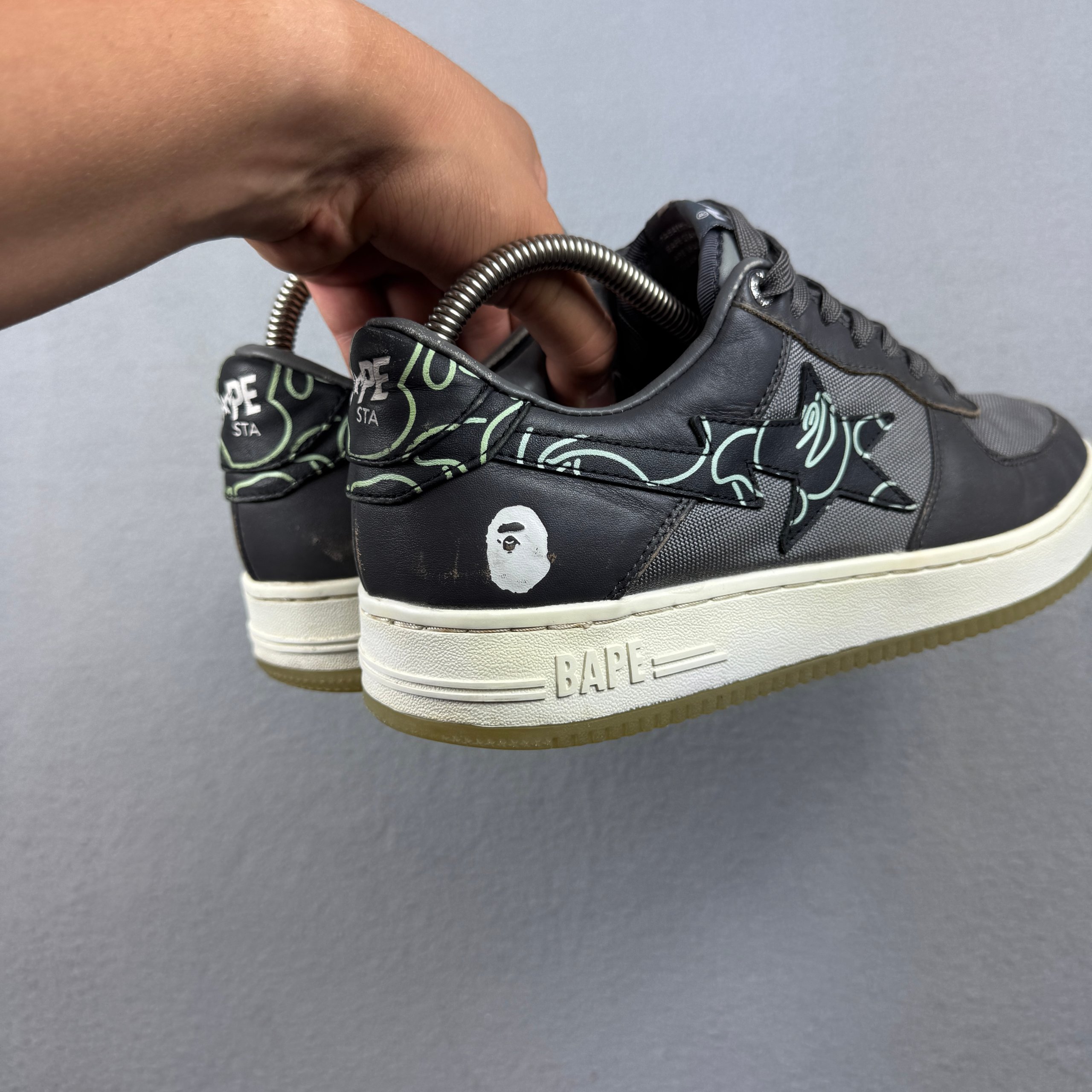 BAPE STA #1 Black & Grey Leather Sneakers Size 42 / 26.5cm image 3