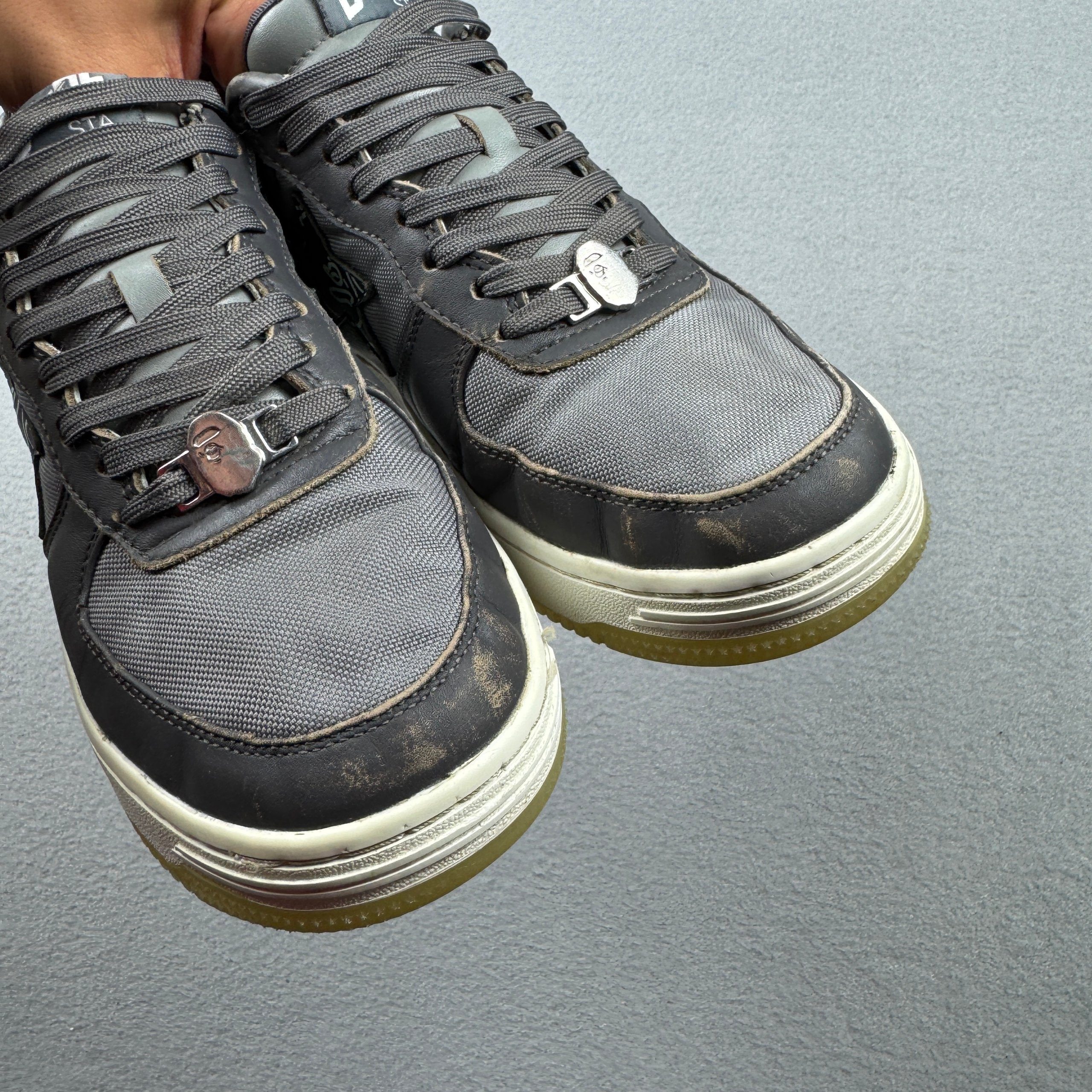 BAPE STA #1 Black & Grey Leather Sneakers Size 42 / 26.5cm image 5