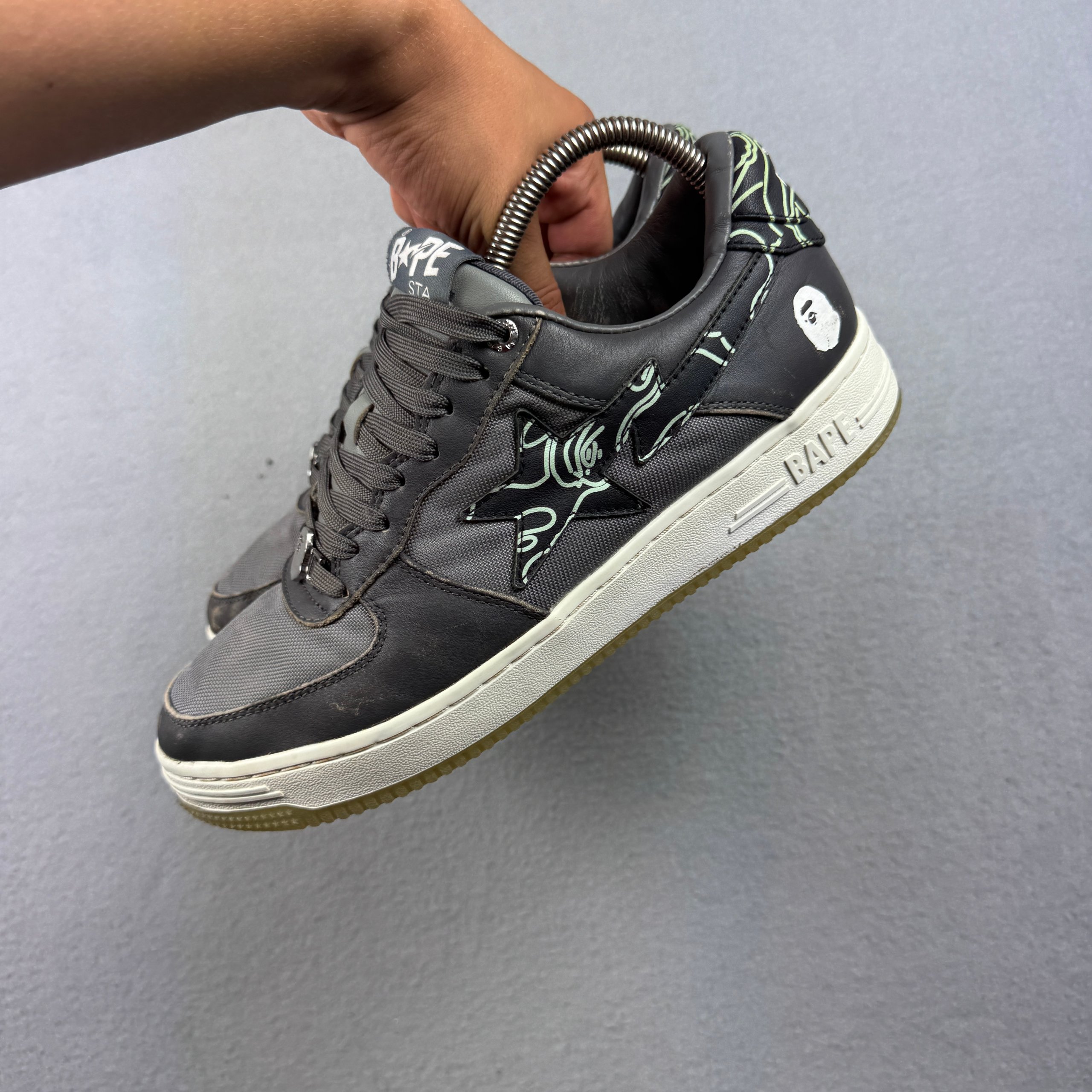 BAPE STA #1 Black & Grey Leather Sneakers Size 42 / 26.5cm image 7