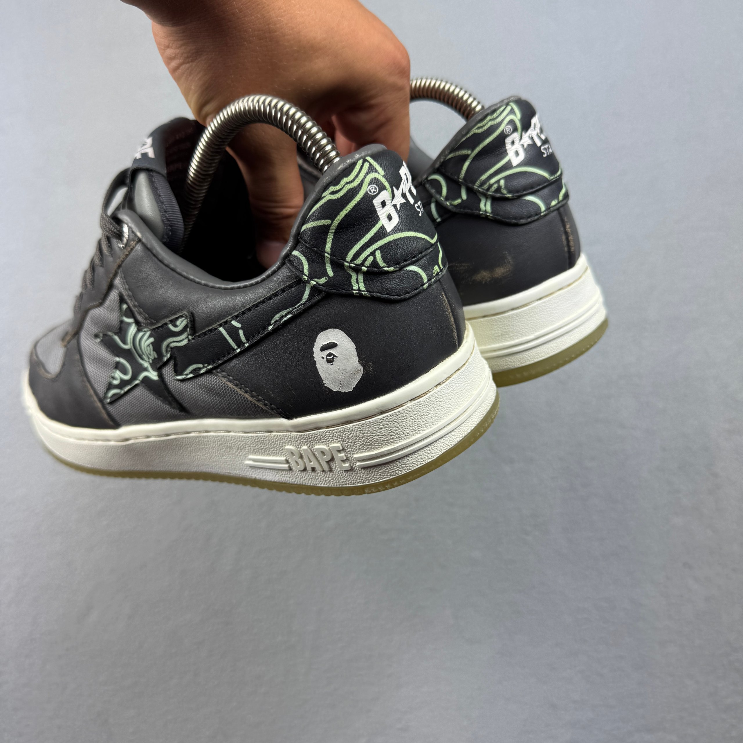 BAPE STA #1 Black & Grey Leather Sneakers Size 42 / 26.5cm image 8