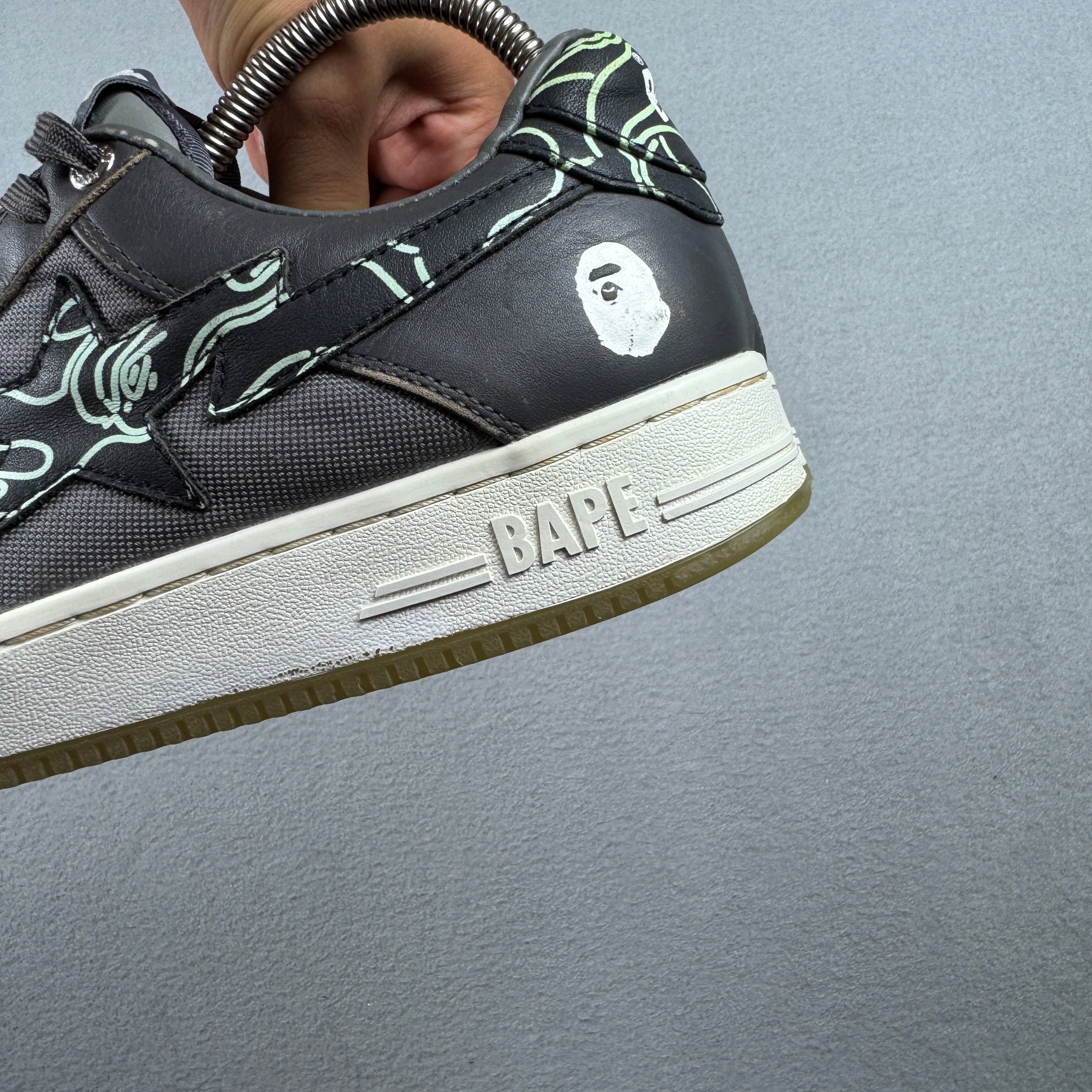BAPE STA #1 Black & Grey Leather Sneakers Size 42 / 26.5cm image 9
