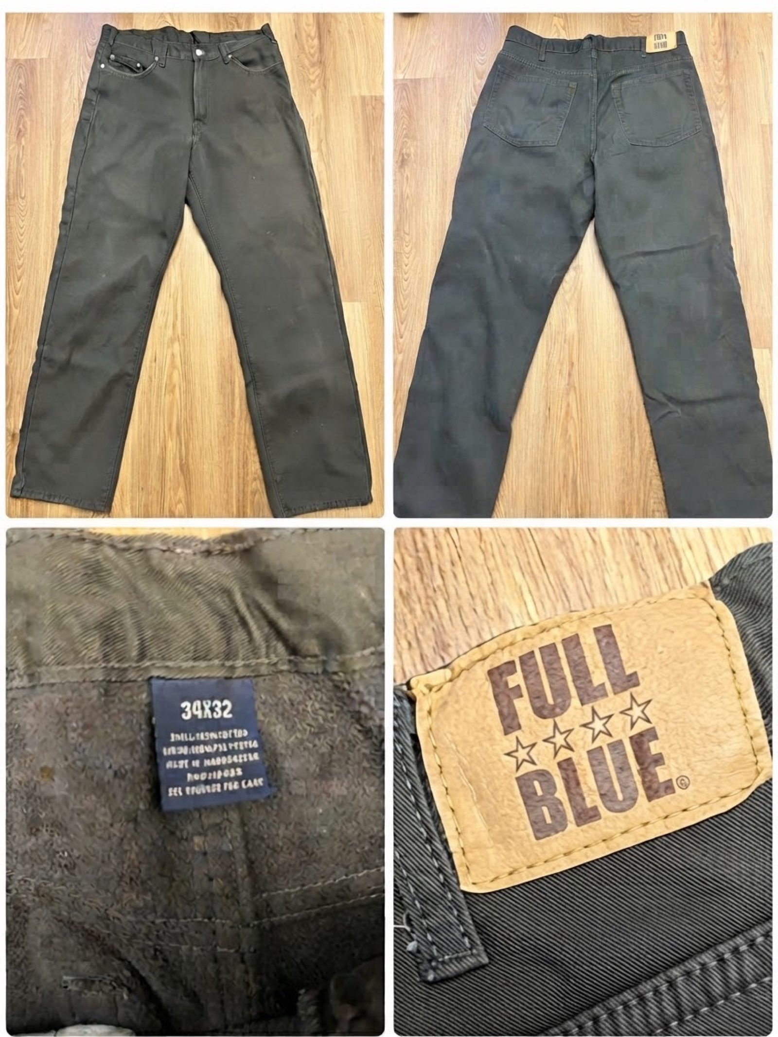 Full Blue Black Cotton Men's Jeans 34x32