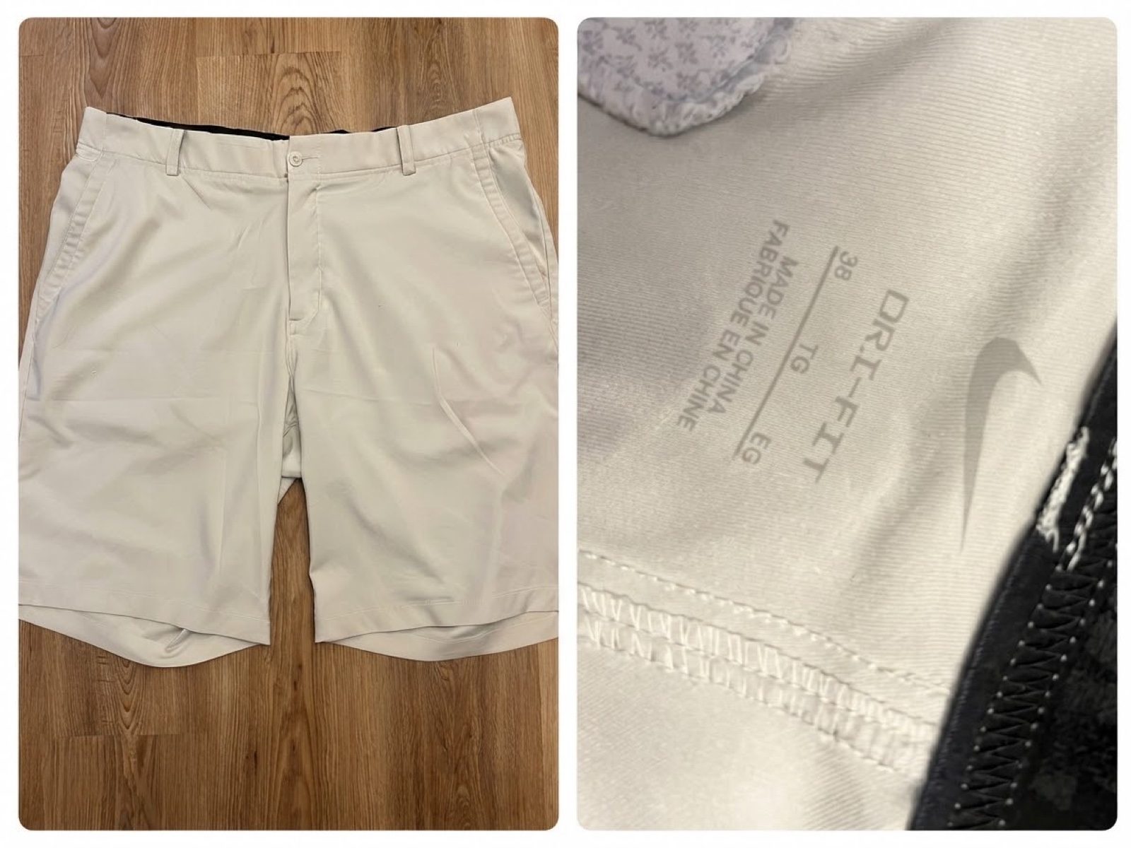 Nike Men Beige Dri-FIT Golf Shorts Size 38