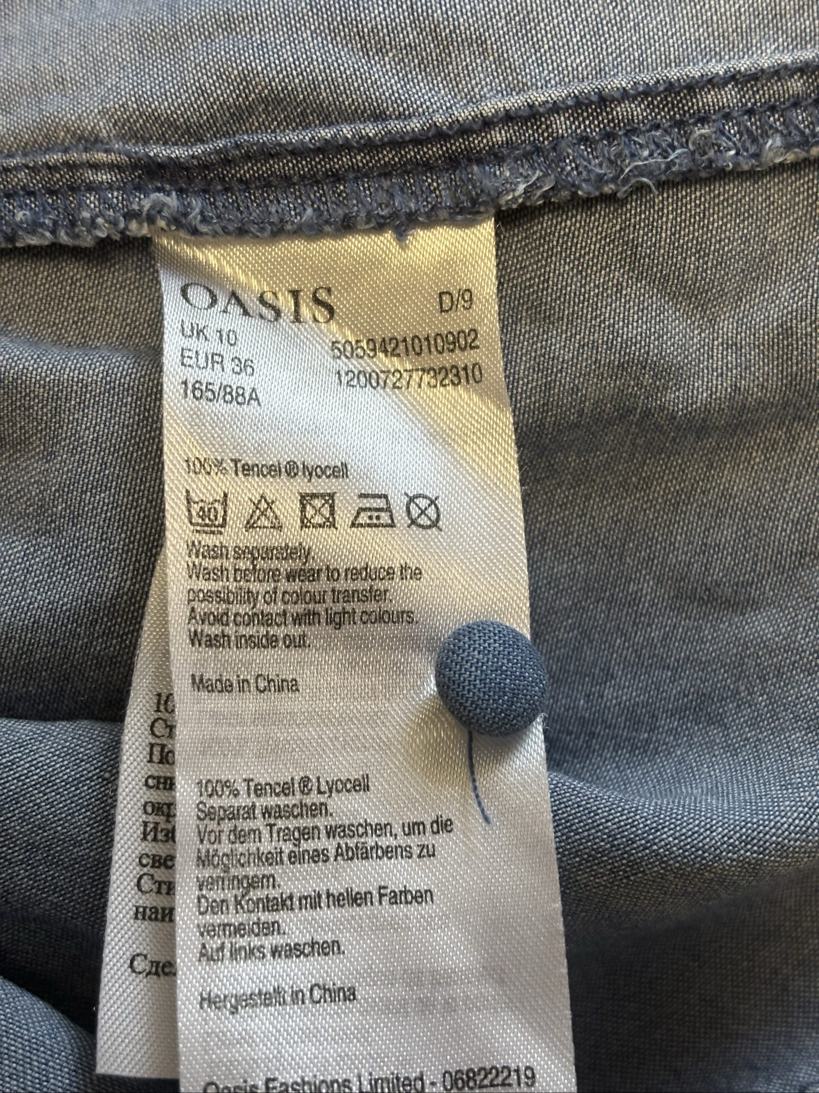 Oasis Blue Denim Effect Dress UK 10 100% Lyocell Casual image 5