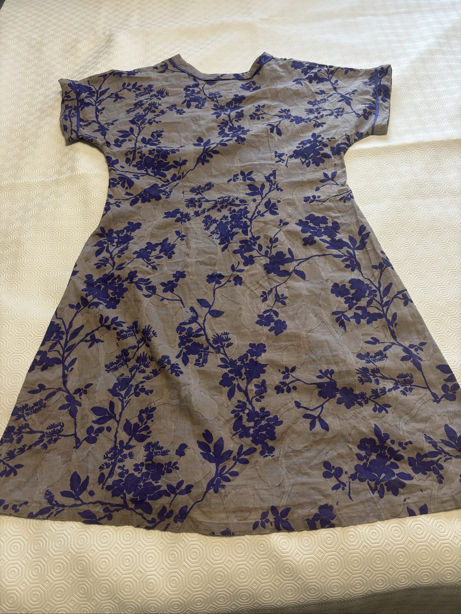 Fat Face Women's Grey & Blue Floral Cotton Dress Size 12 image 5
