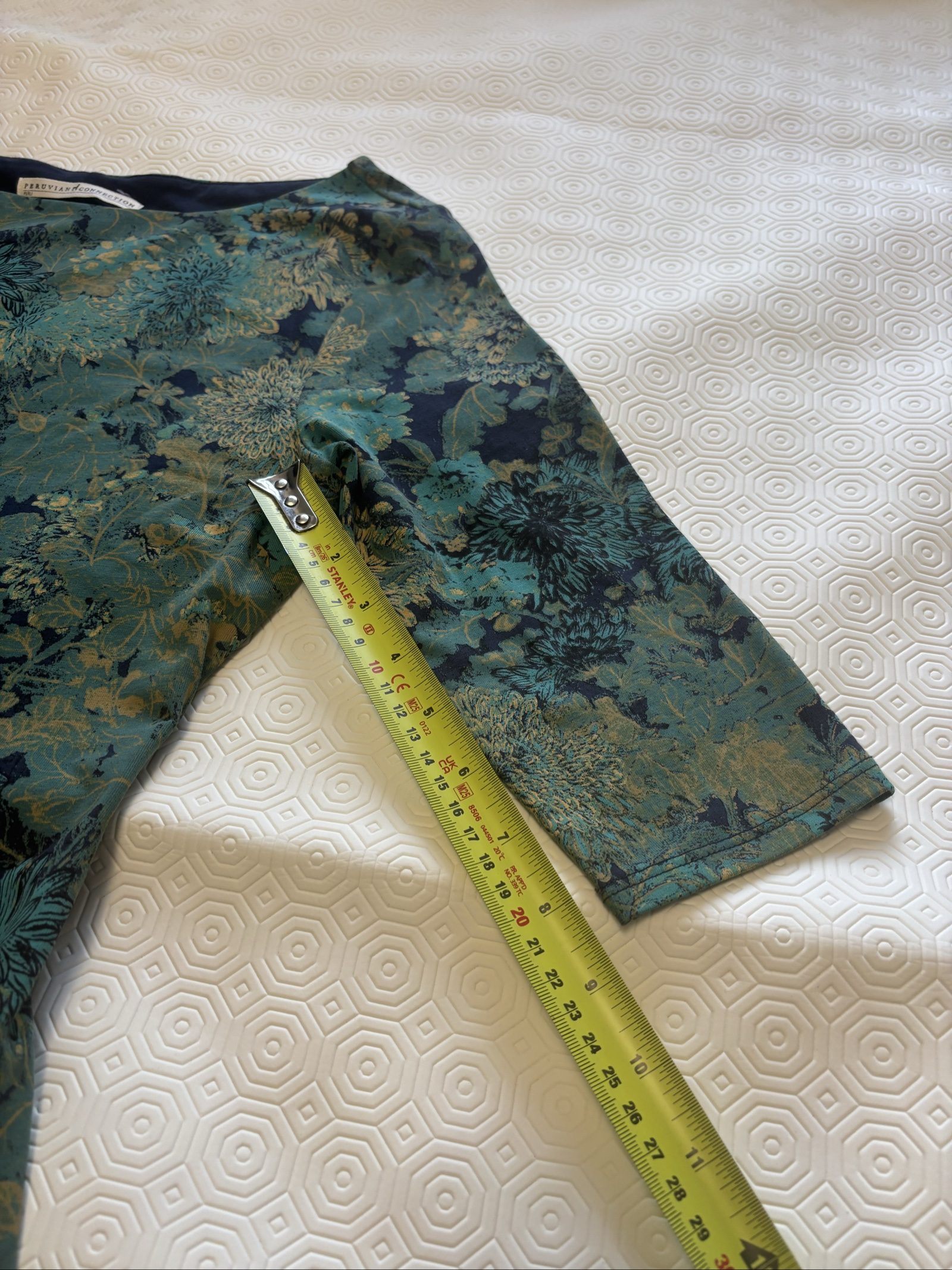 Peruvian Connection Blue & Green Floral Printed Long Sleeve Dress small image 4