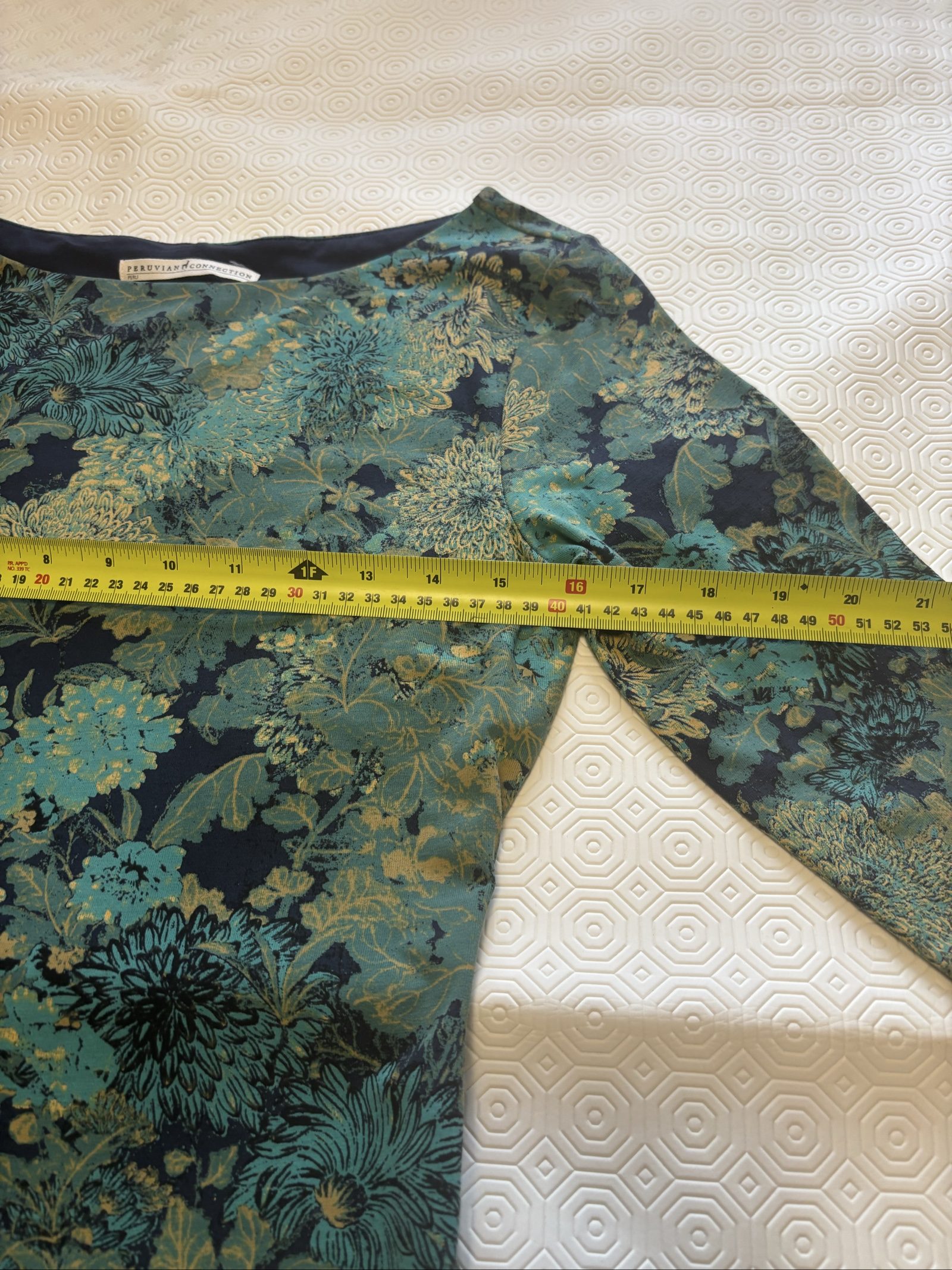 Peruvian Connection Blue & Green Floral Printed Long Sleeve Dress small image 5