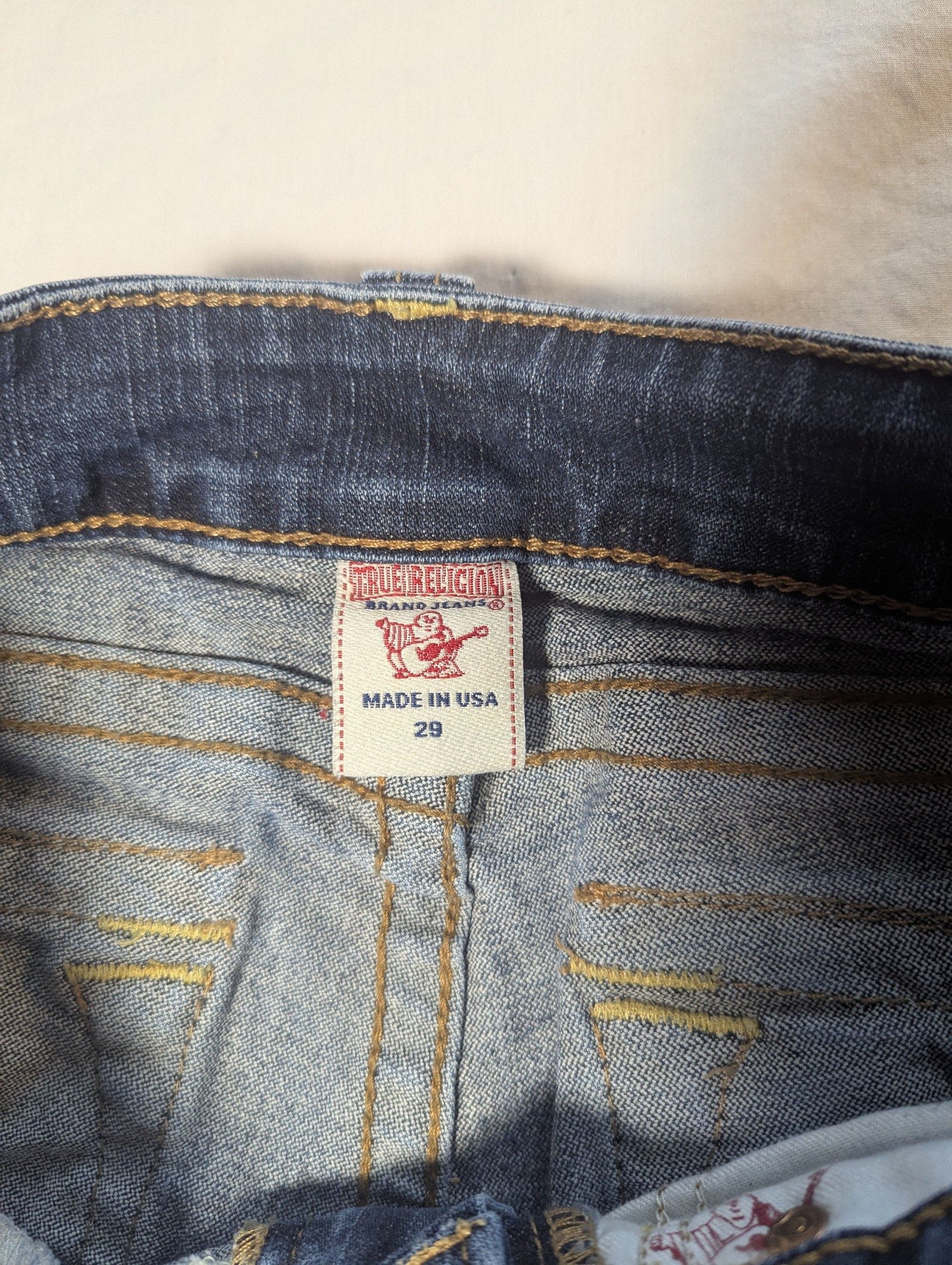 True Religion Blue Denim Jeans Size 29 Distressed Hem image 2