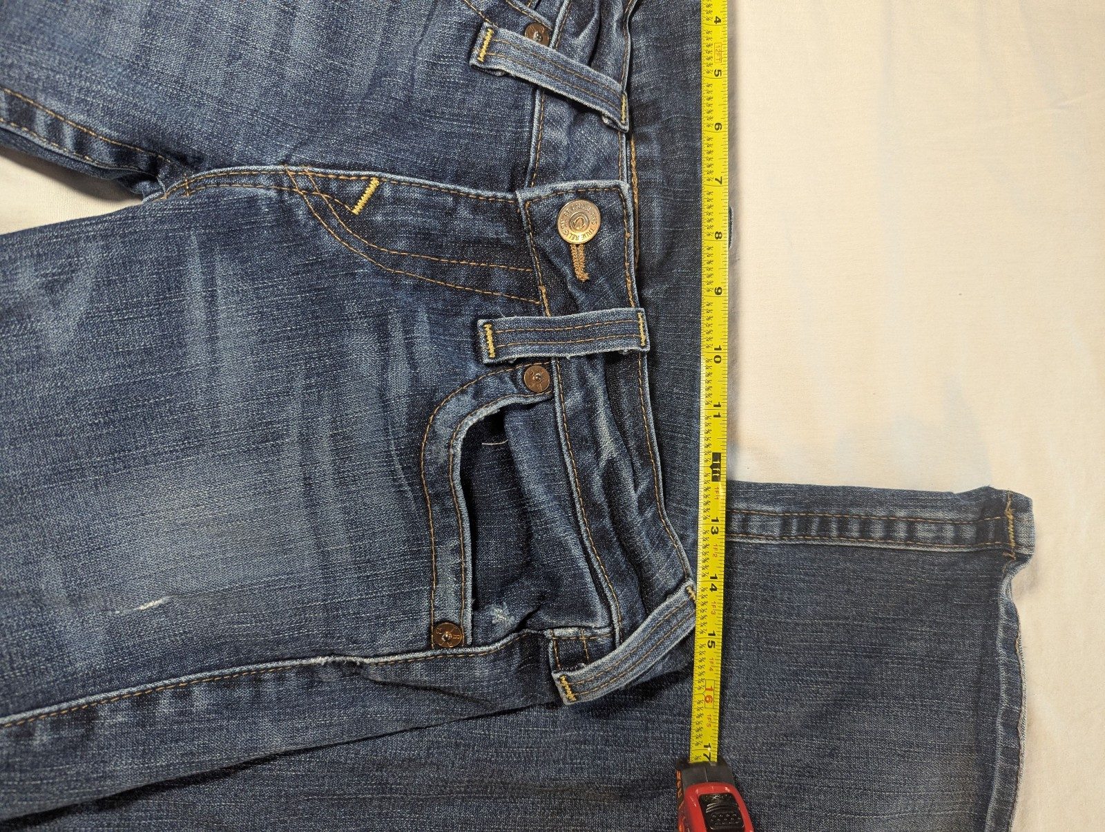 True Religion Blue Denim Jeans Size 29 Distressed Hem image 3