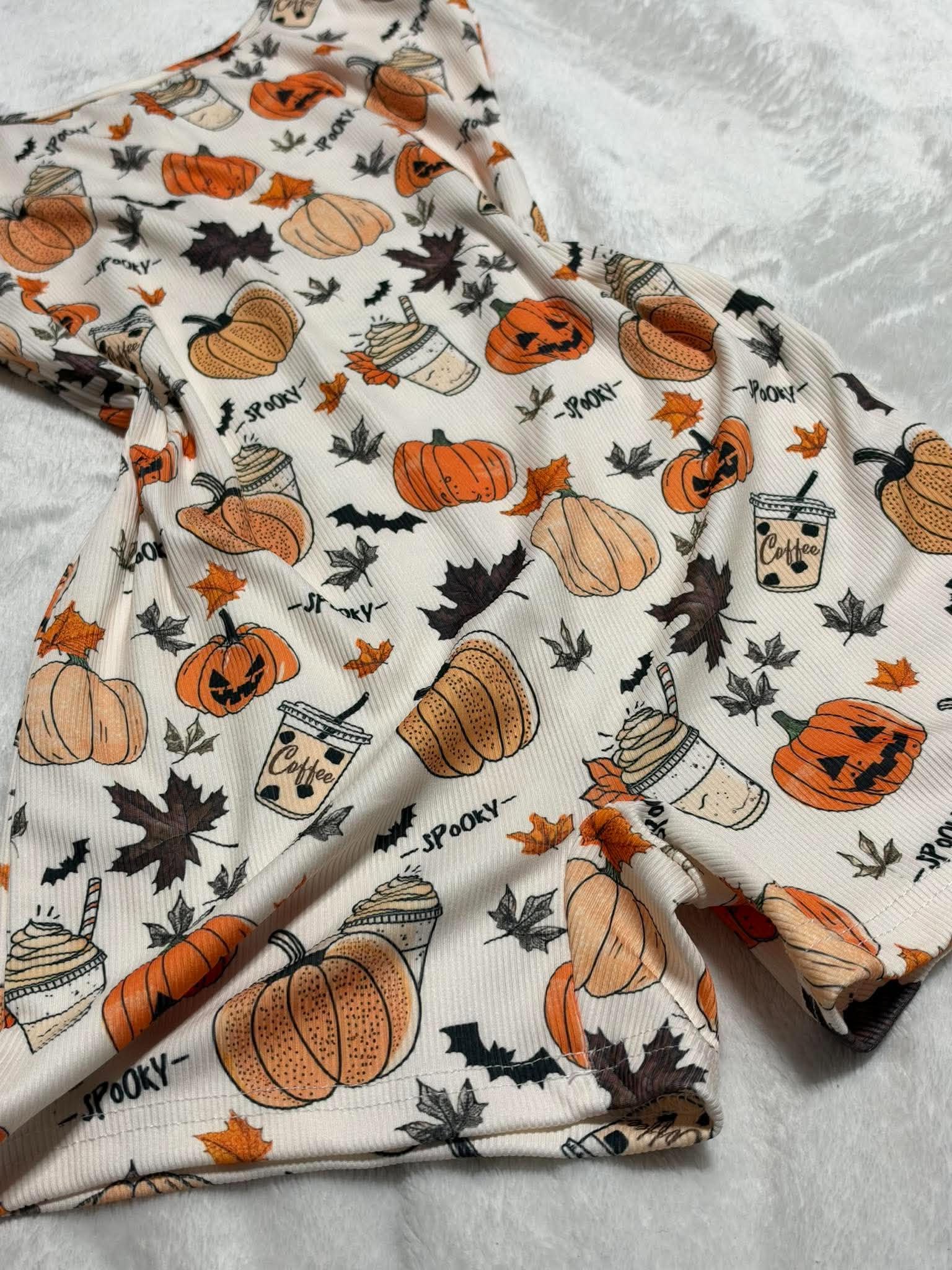SHEIN Halloween Pumpkin Coffee Spooky Autumn Playsuit Size S image 5