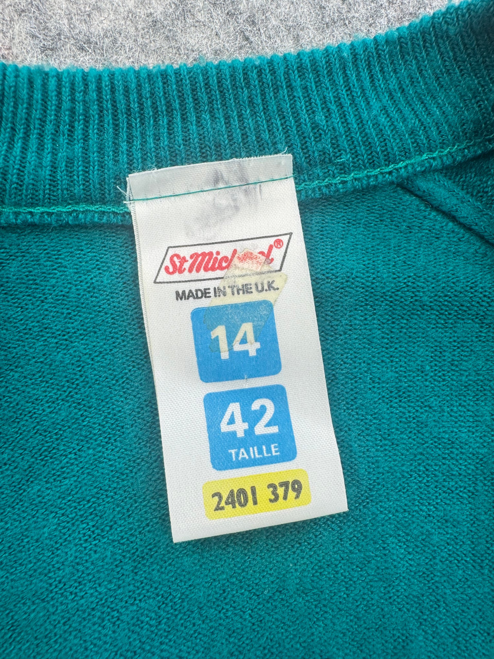 Vintage St Michael Teal V-neck Button Cardigan Size 14 / Bust 36in 100% Acrylic image 3