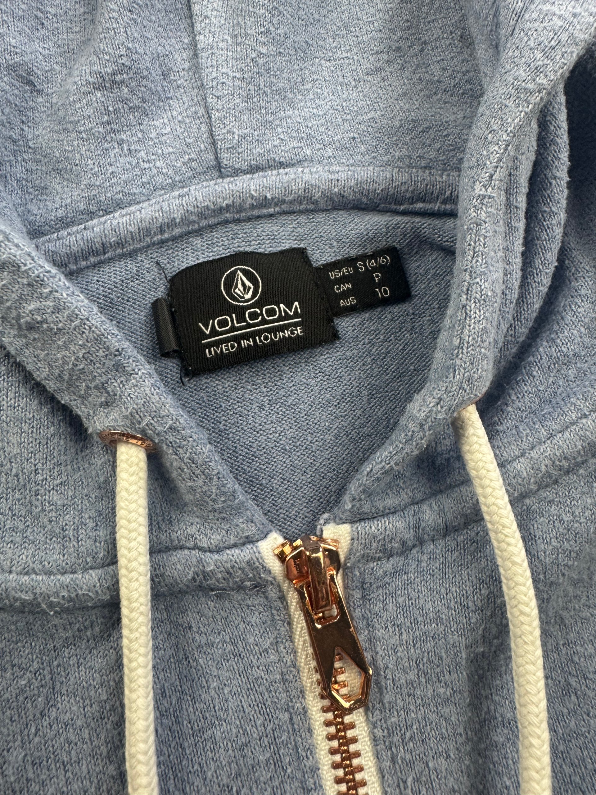 Volcom Light Blue Zip Hoodie Women’s Small Terry Texture image 2