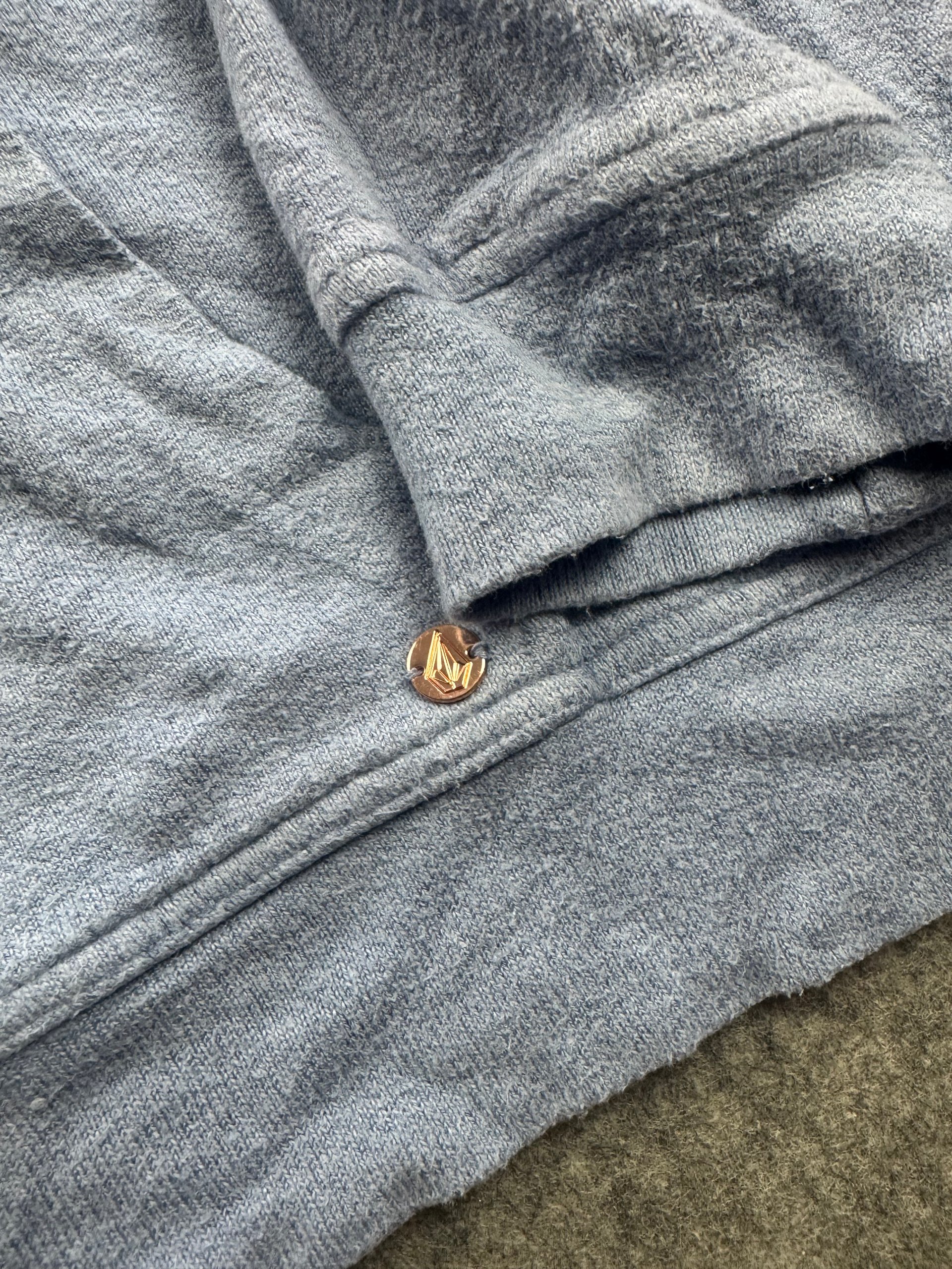 Volcom Light Blue Zip Hoodie Women’s Small Terry Texture image 3