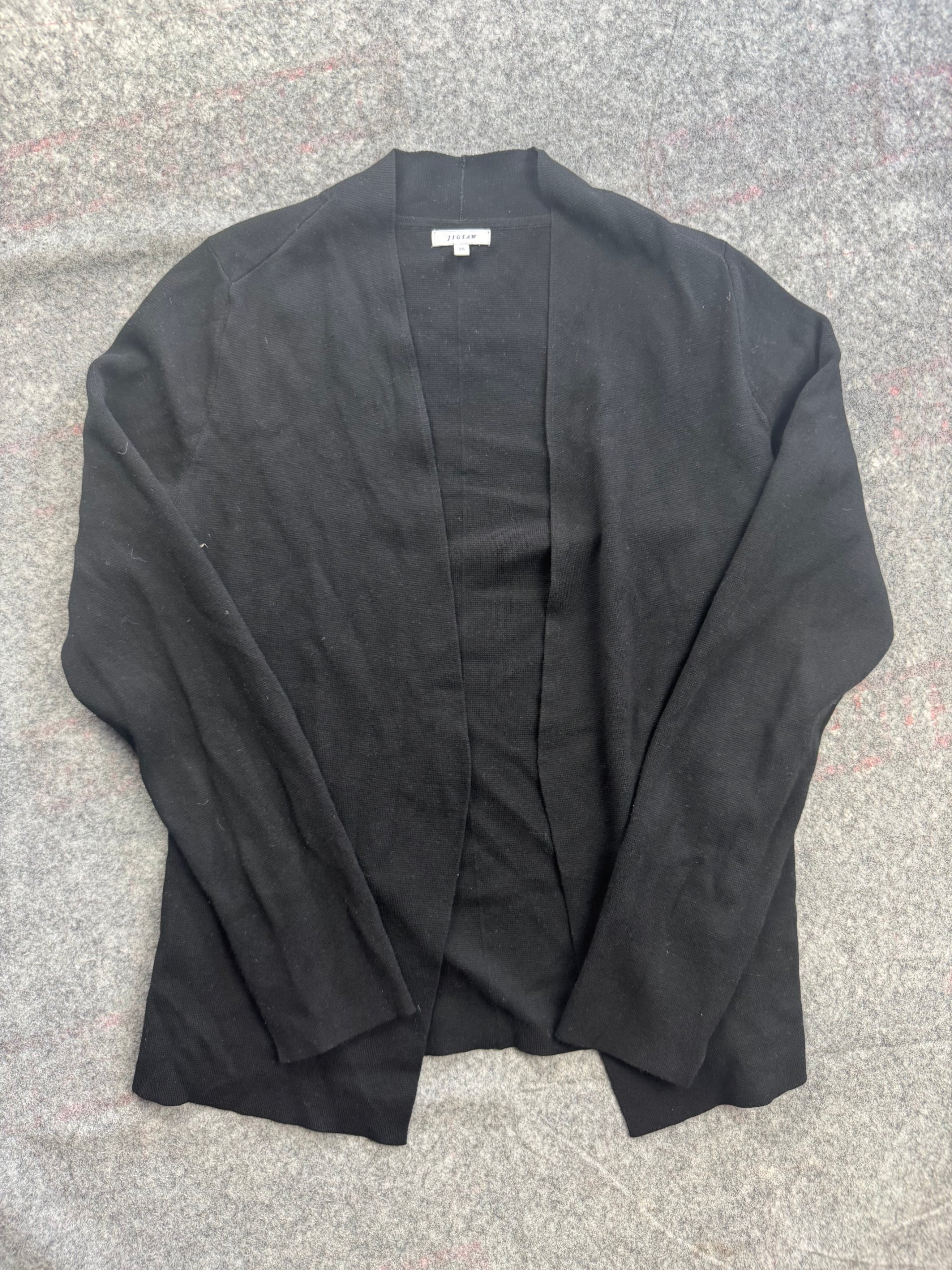 Jigsaw Black Open Front Knit Cardigan XS Viscose Blend