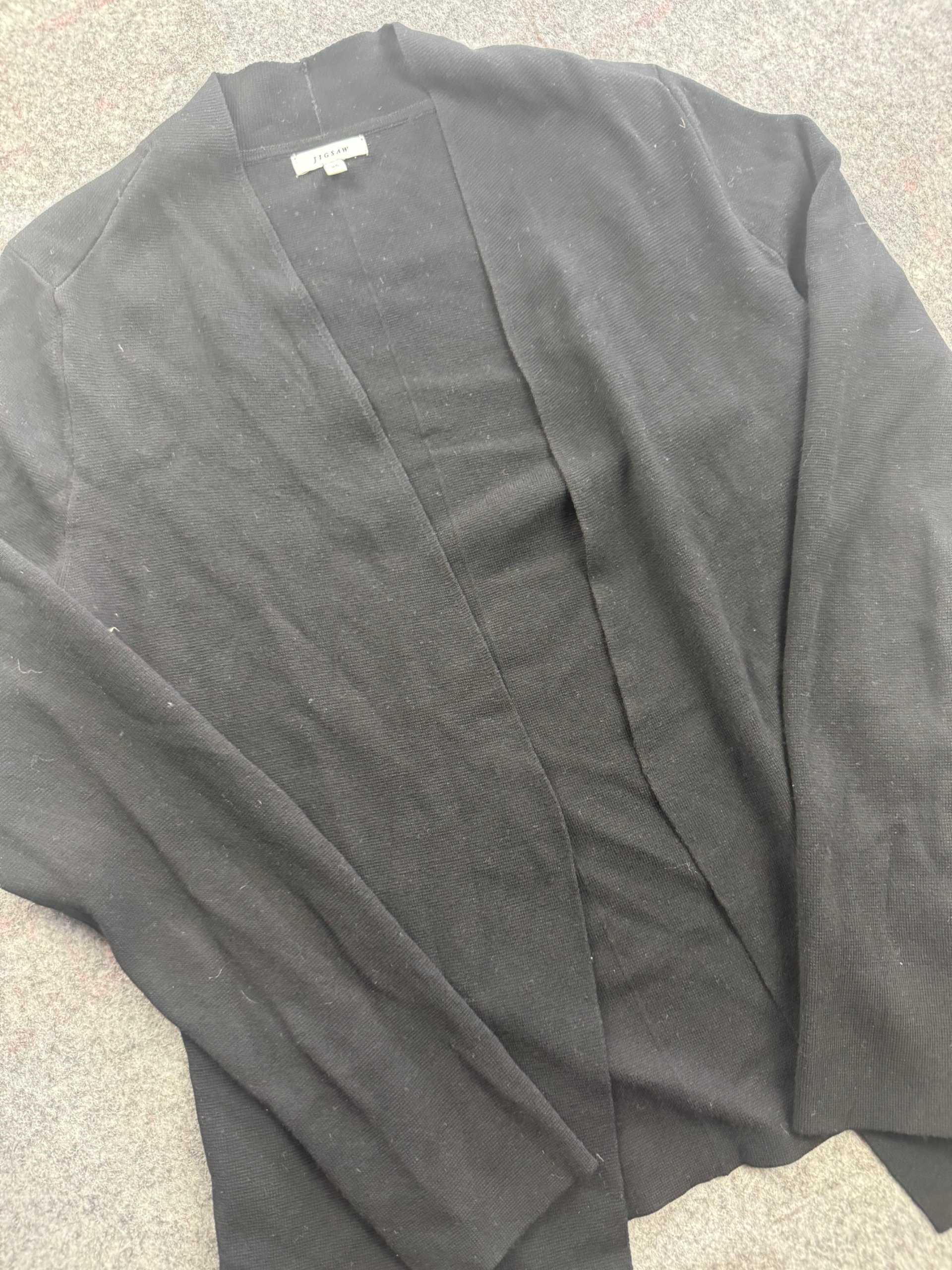 Jigsaw Black Open Front Knit Cardigan XS Viscose Blend image 2