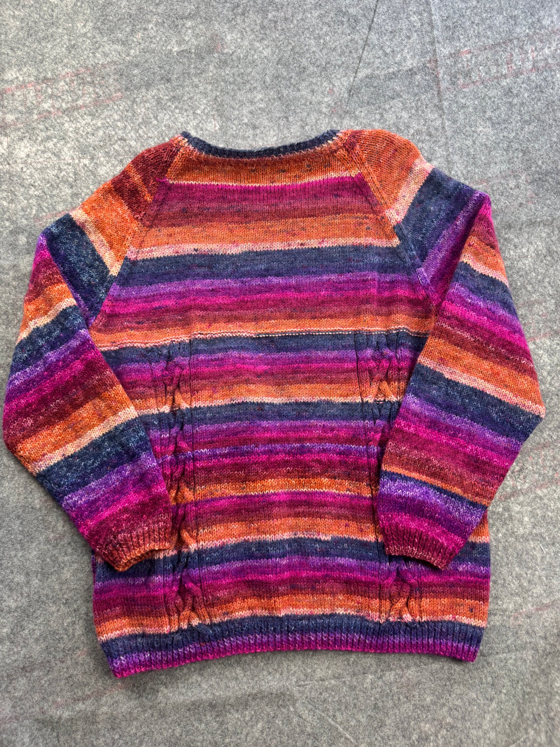 Handmade Multi Colour Striped Cable Knit Jumper Women’s Large image 3
