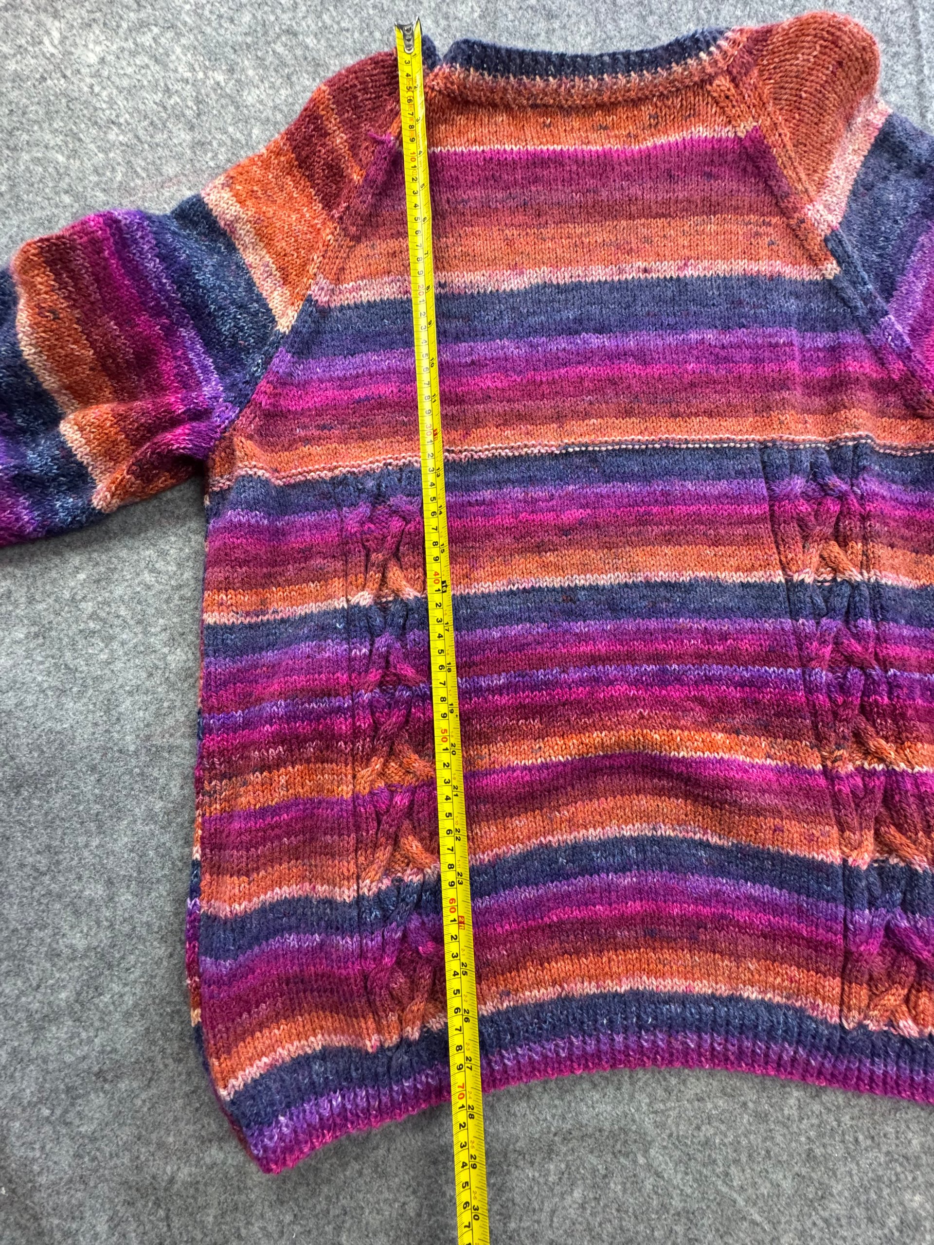 Handmade Multi Colour Striped Cable Knit Jumper Women’s Large image 4